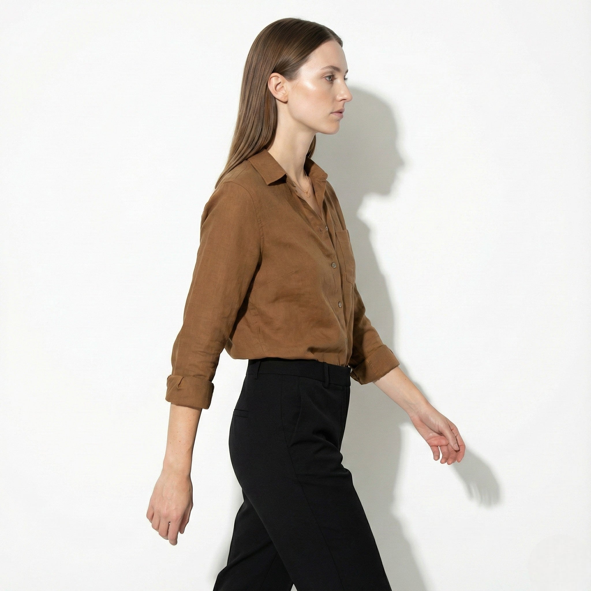 Sofia – Women's Cotton Polo Blouse - Blouses - Brown - Jones & Smith