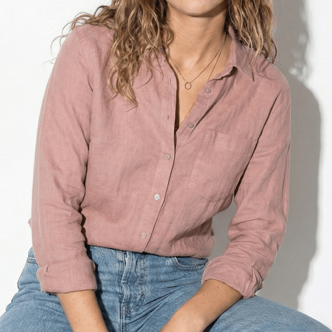 Sofia – Women's Cotton Polo Blouse - Blouses - Pink - Jones & Smith