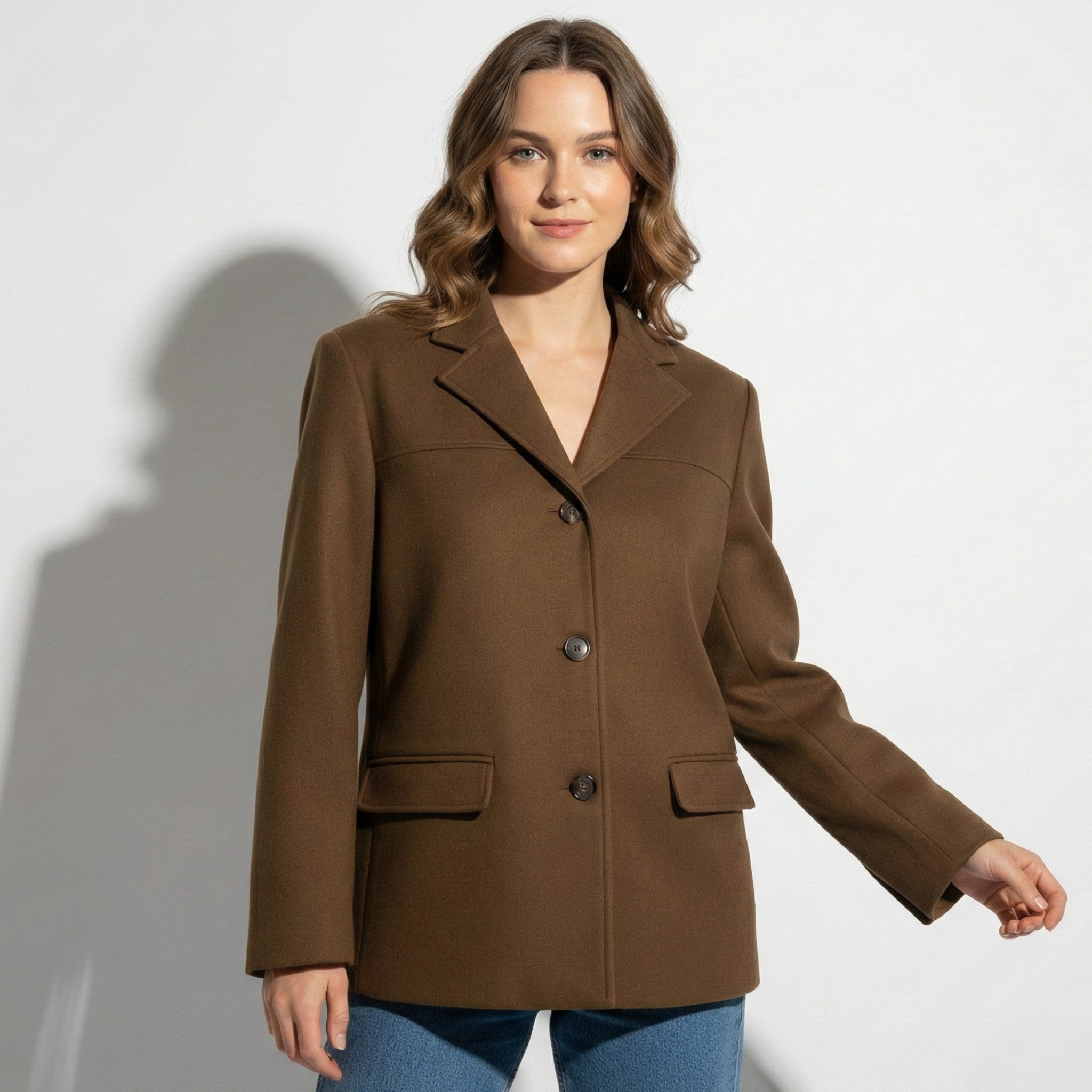 Sophie - Women’s Comfortable Vintage Suede Blazer - Jackets - Dark Brown - Jones & Smith