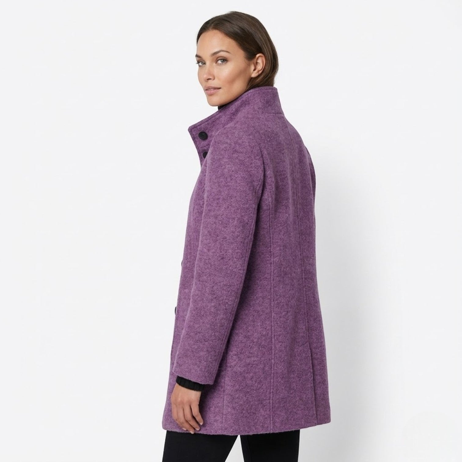 Soraya – Women's Wool Coat - Trench Coats - Purple - Jones & Smith
