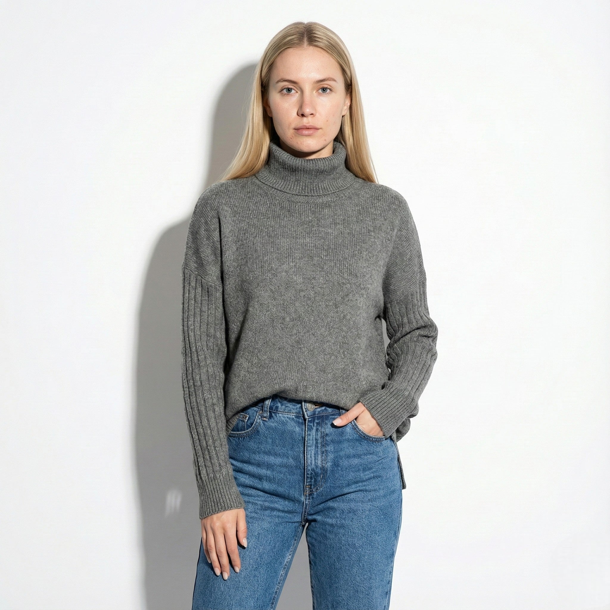 Sorelle – Women’s Wool Turtleneck Jumper for Winter - Sweater - Grey - Jones & Smith