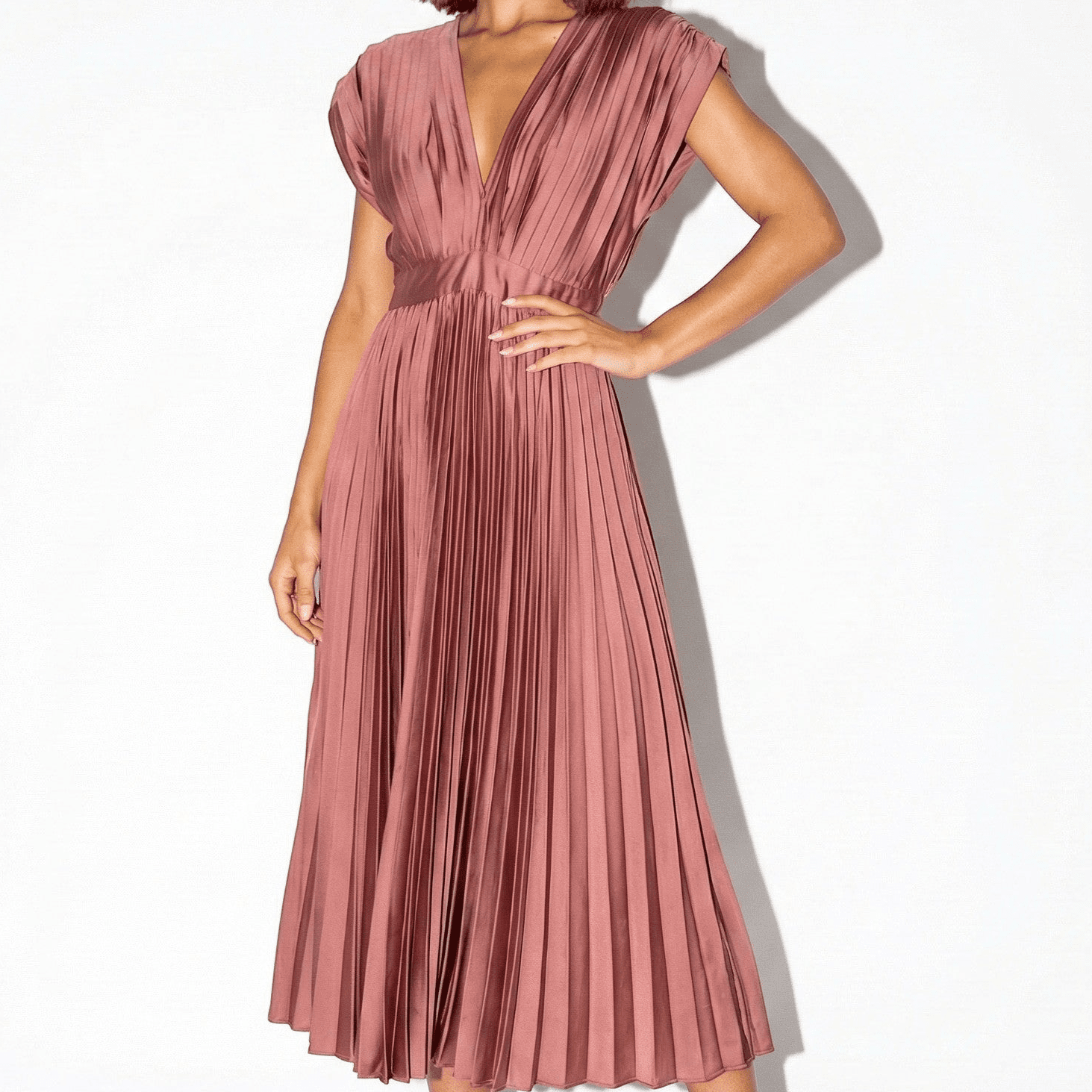 Stella - Women's Flowing Pleated Maxi Dress - Dress - Red - Jones & Smith