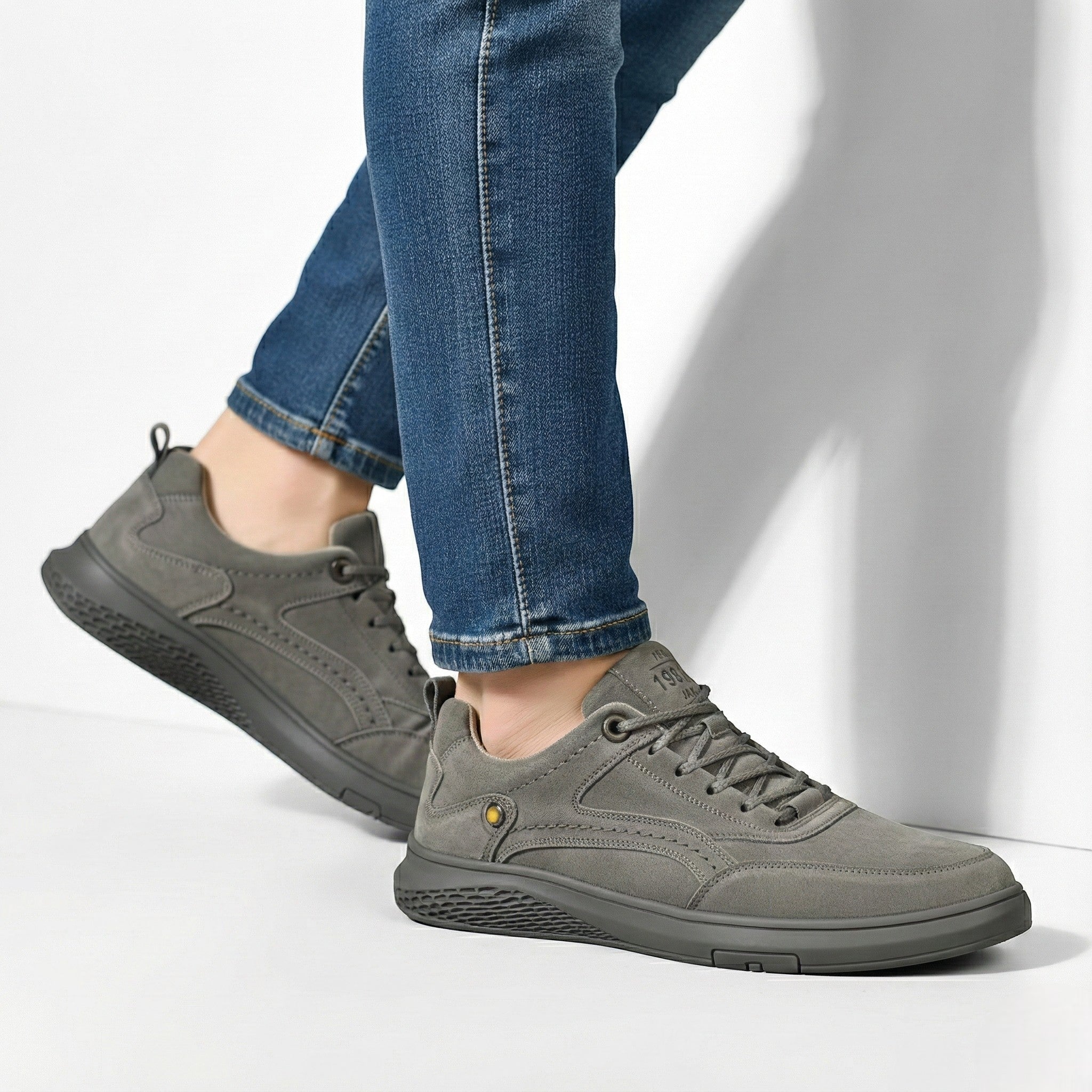 Thomas - Men’s Breathable Suede Sneakers - Shoes - Grey - Jones & Smith