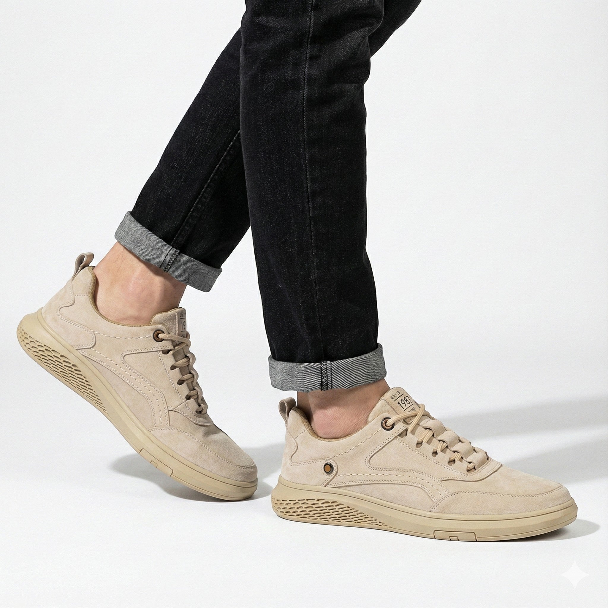 Thomas - Men’s Breathable Suede Sneakers - Shoes - Sand - Jones & Smith