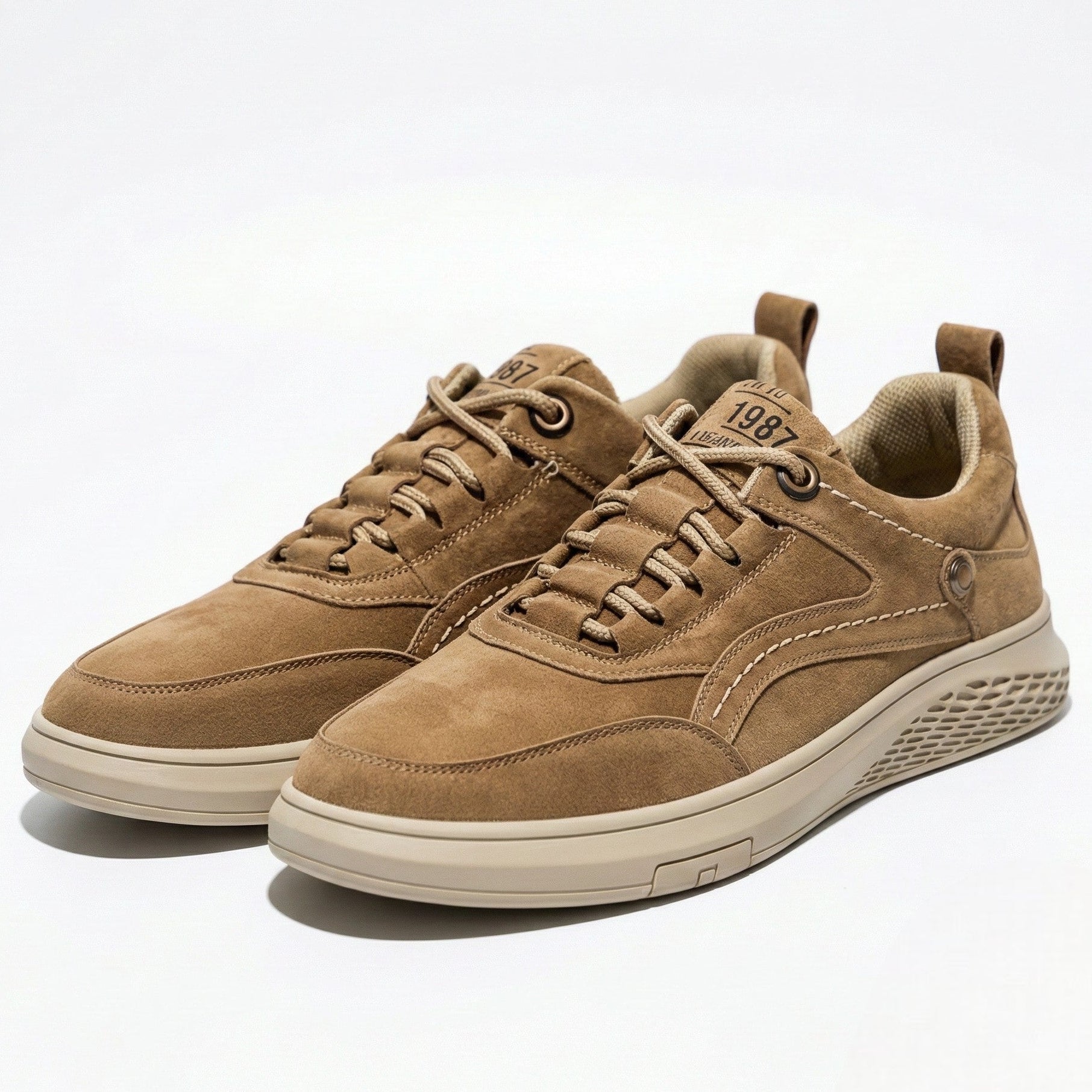 Thomas - Men’s Breathable Suede Sneakers - Shoes - Khaki - Jones & Smith