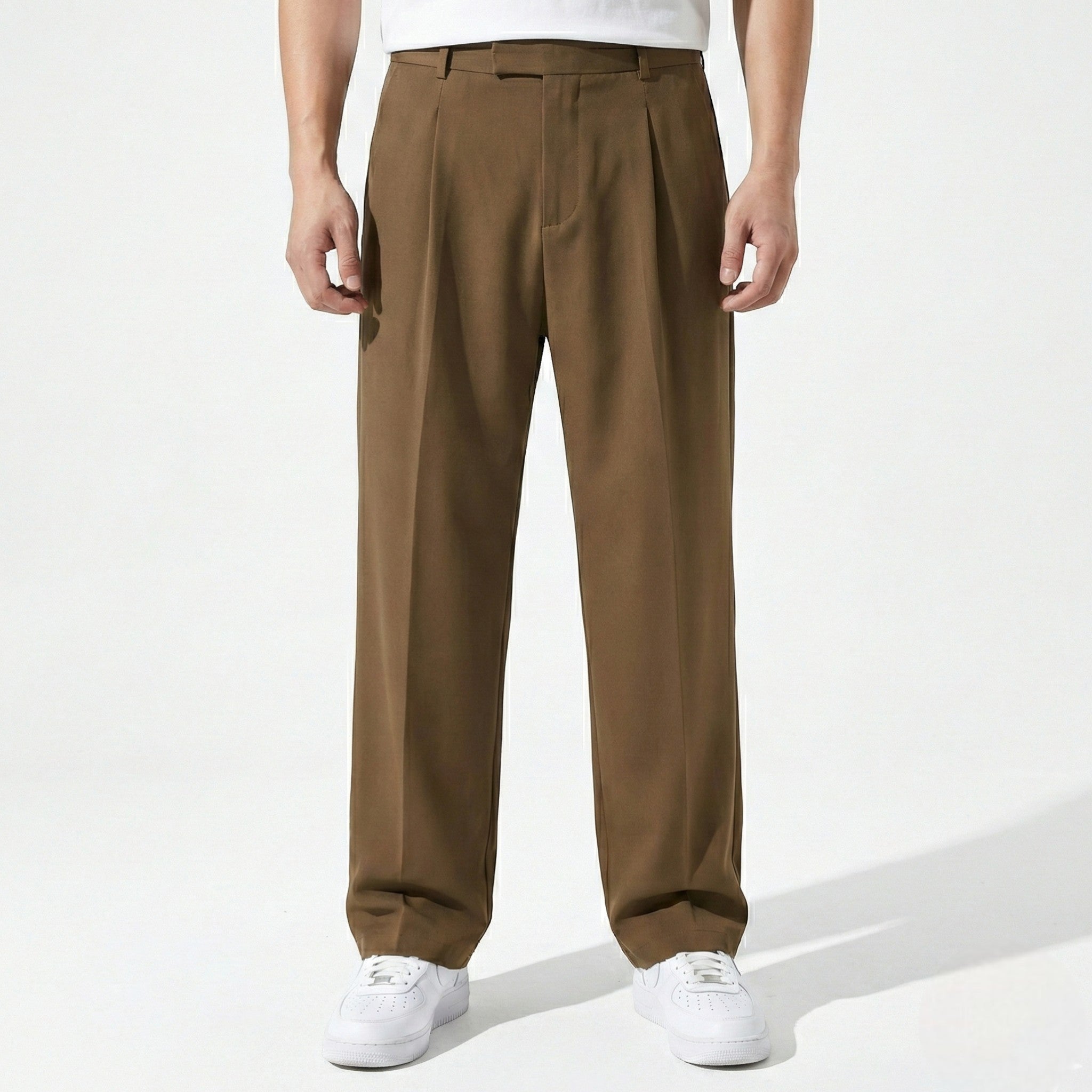 Thomas - Men's Regular Fit Casual Trousers - Trouser - Brown - Jones & Smith