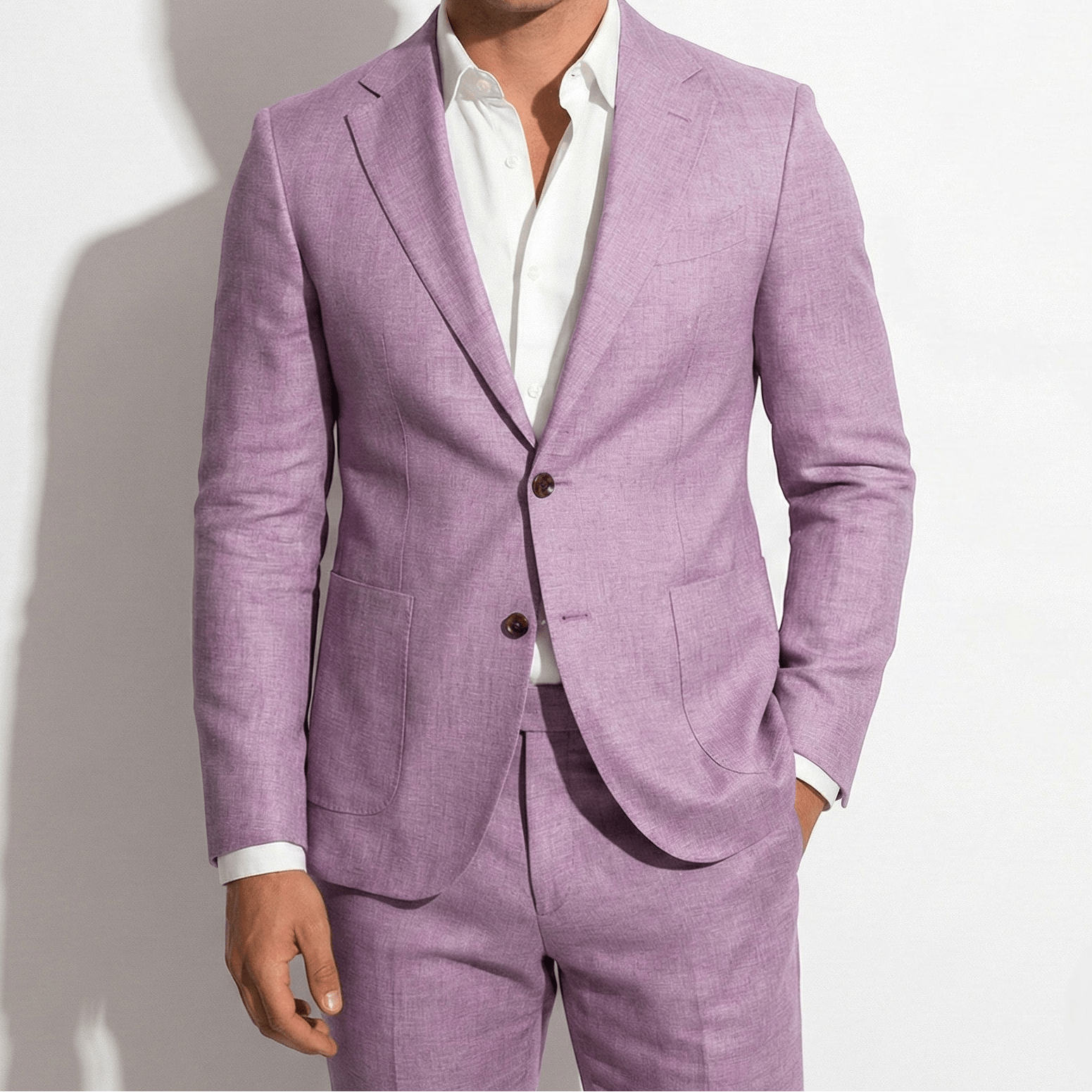 Thomas - Men's Slim Fit Textured Suit with Notch Lapel - Sets - Light Purple - Jones & Smith