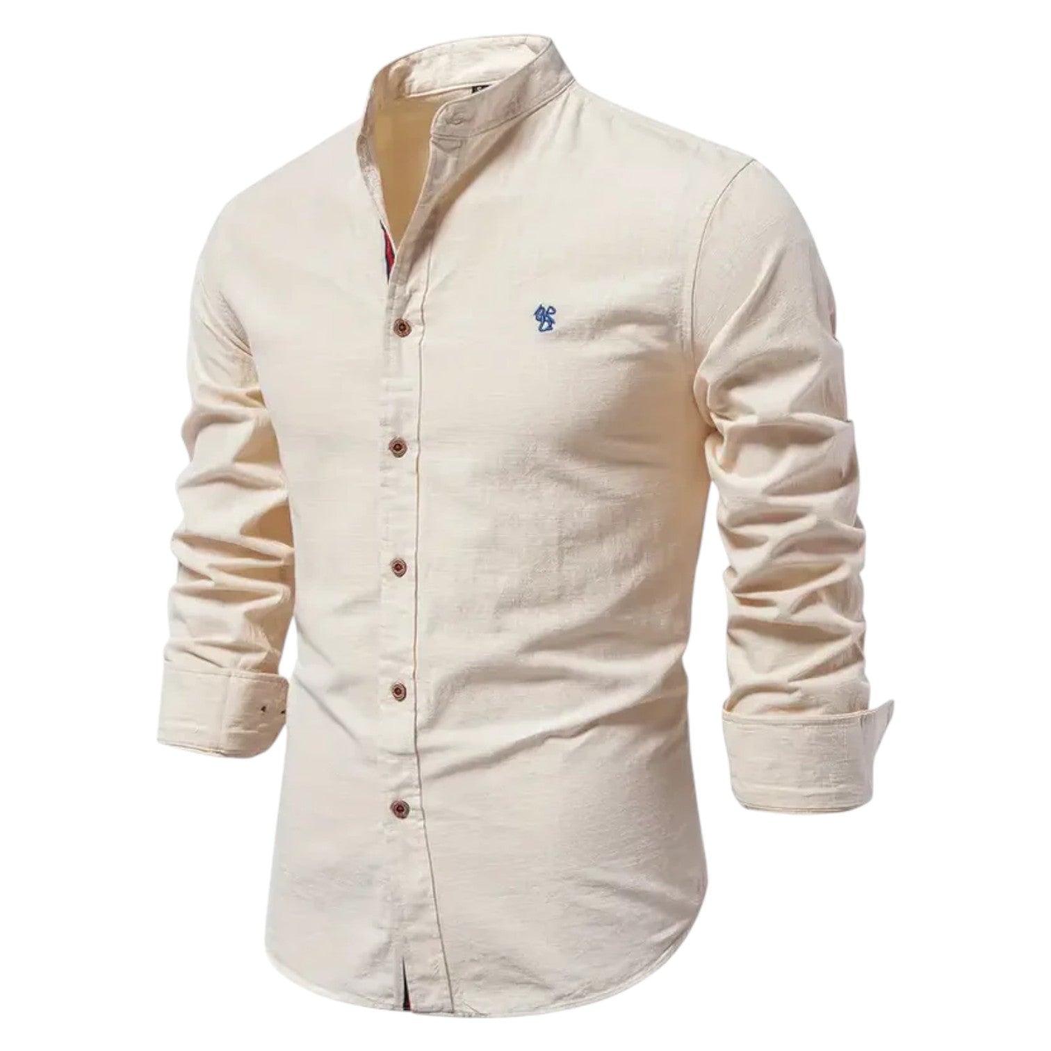 Thomas - Men's Stylish Button - Down Shirt with Stand - Up Collar - Shirt - Apricot - Jones & Smith