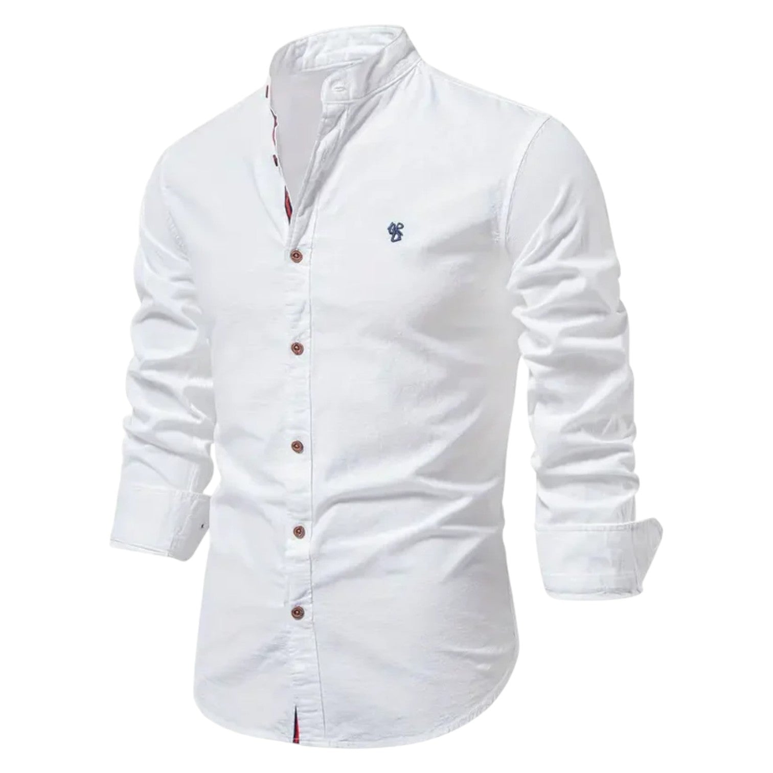 Thomas - Men's Stylish Button - Down Shirt with Stand - Up Collar - Shirt - White - Jones & Smith