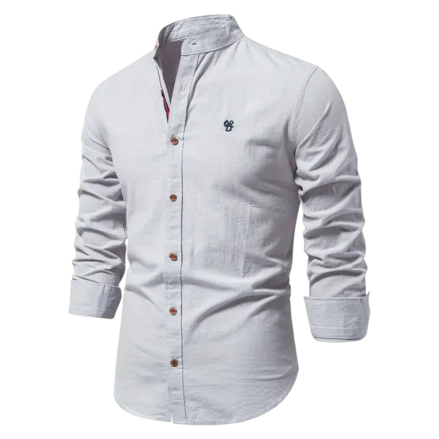 Thomas - Men's Stylish Button - Down Shirt with Stand - Up Collar - Shirt - Grey - Jones & Smith