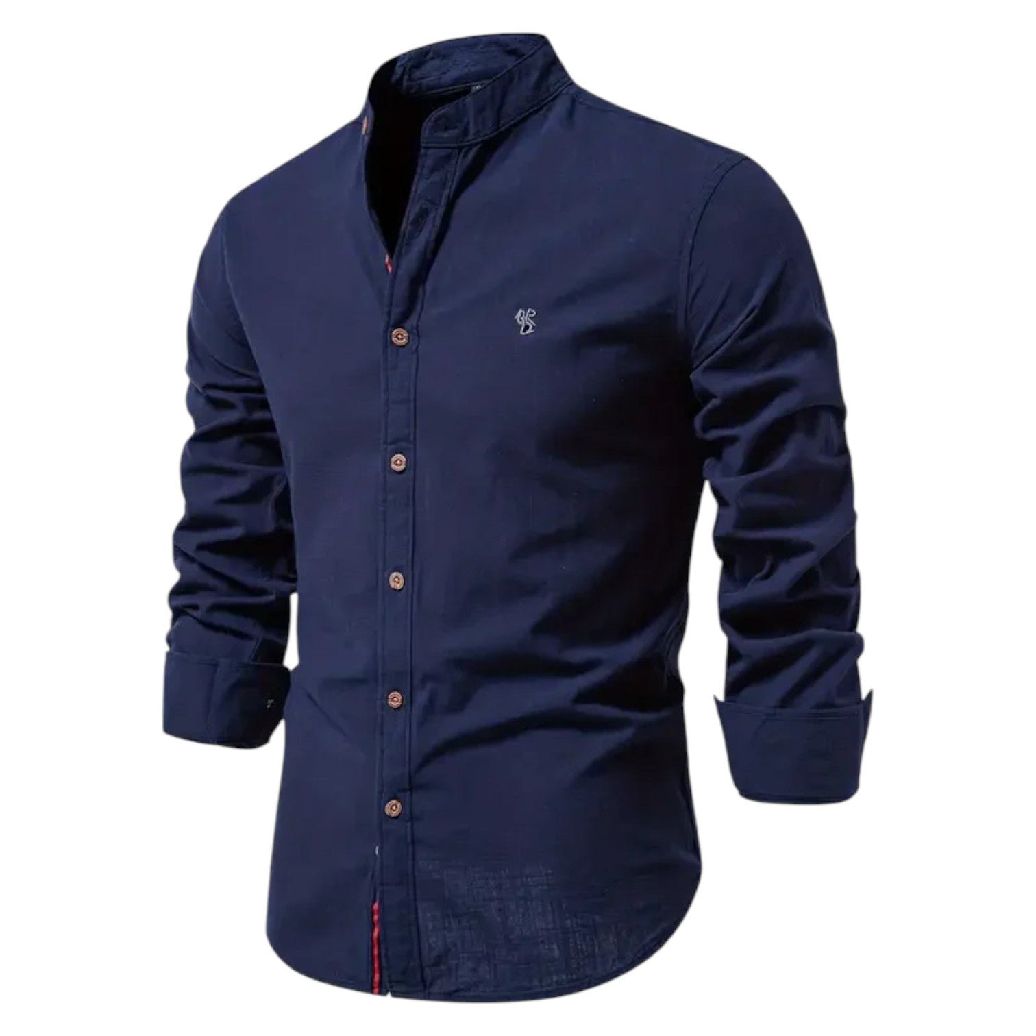 Thomas - Men's Stylish Button - Down Shirt with Stand - Up Collar - Shirt - Navy Blue - Jones & Smith
