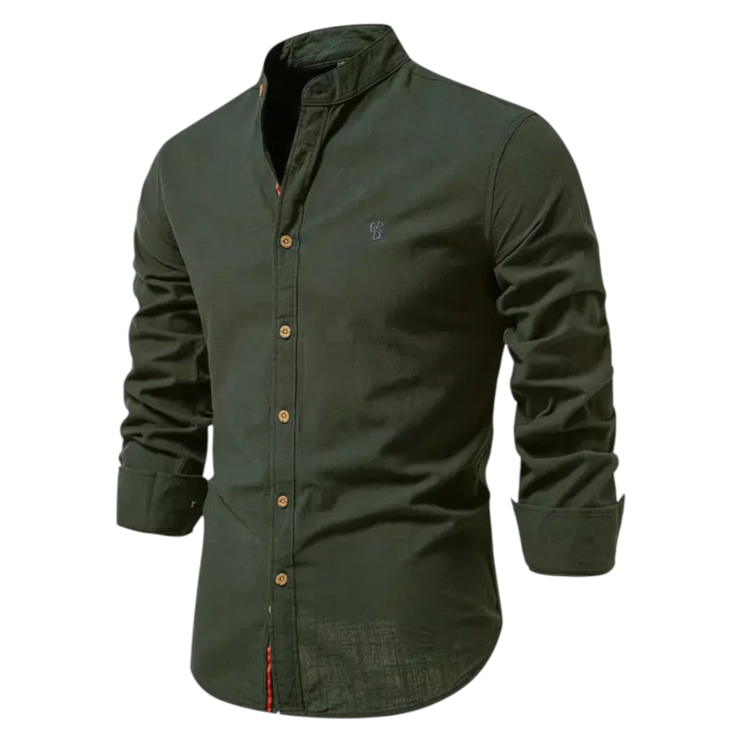Thomas - Men's Stylish Button - Down Shirt with Stand - Up Collar - Shirt - Army Green - Jones & Smith