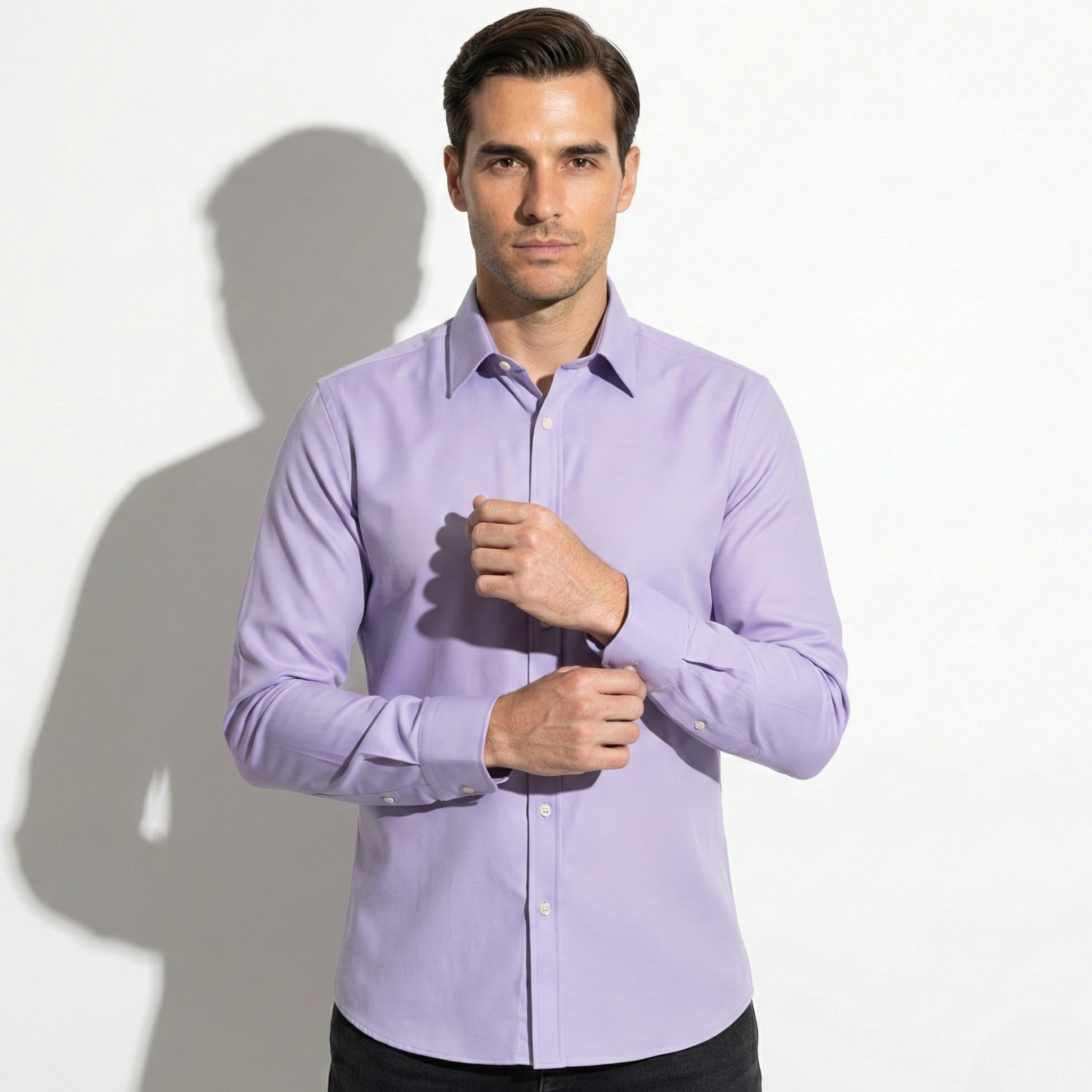 Thomas - Men's Tailored Fit and Comfortable Buttoned Shirt - Men Shirts - Purple - Jones & Smith