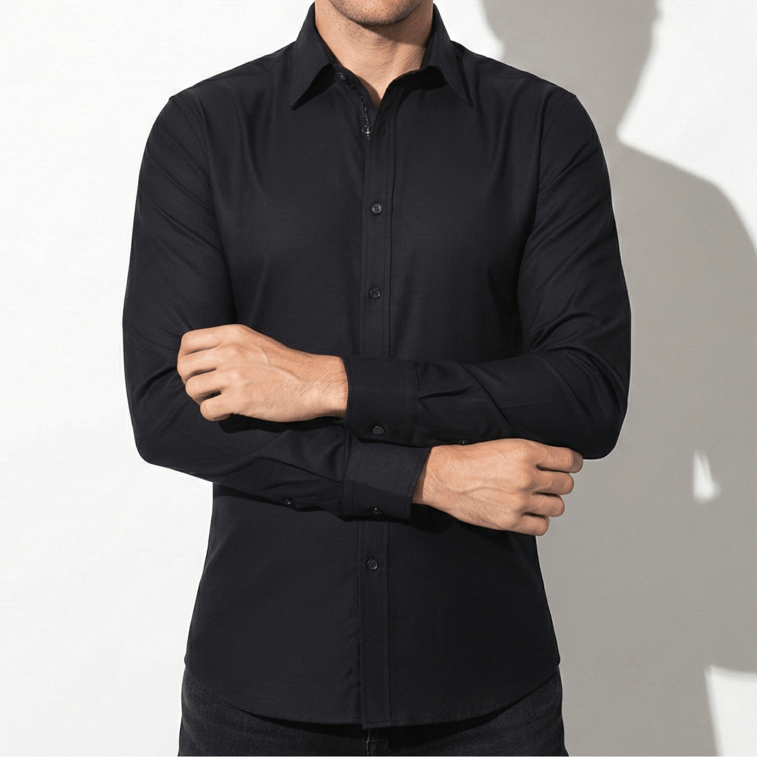 Thomas - Men's Tailored Fit and Comfortable Buttoned Shirt - Men Shirts - Black - Jones & Smith
