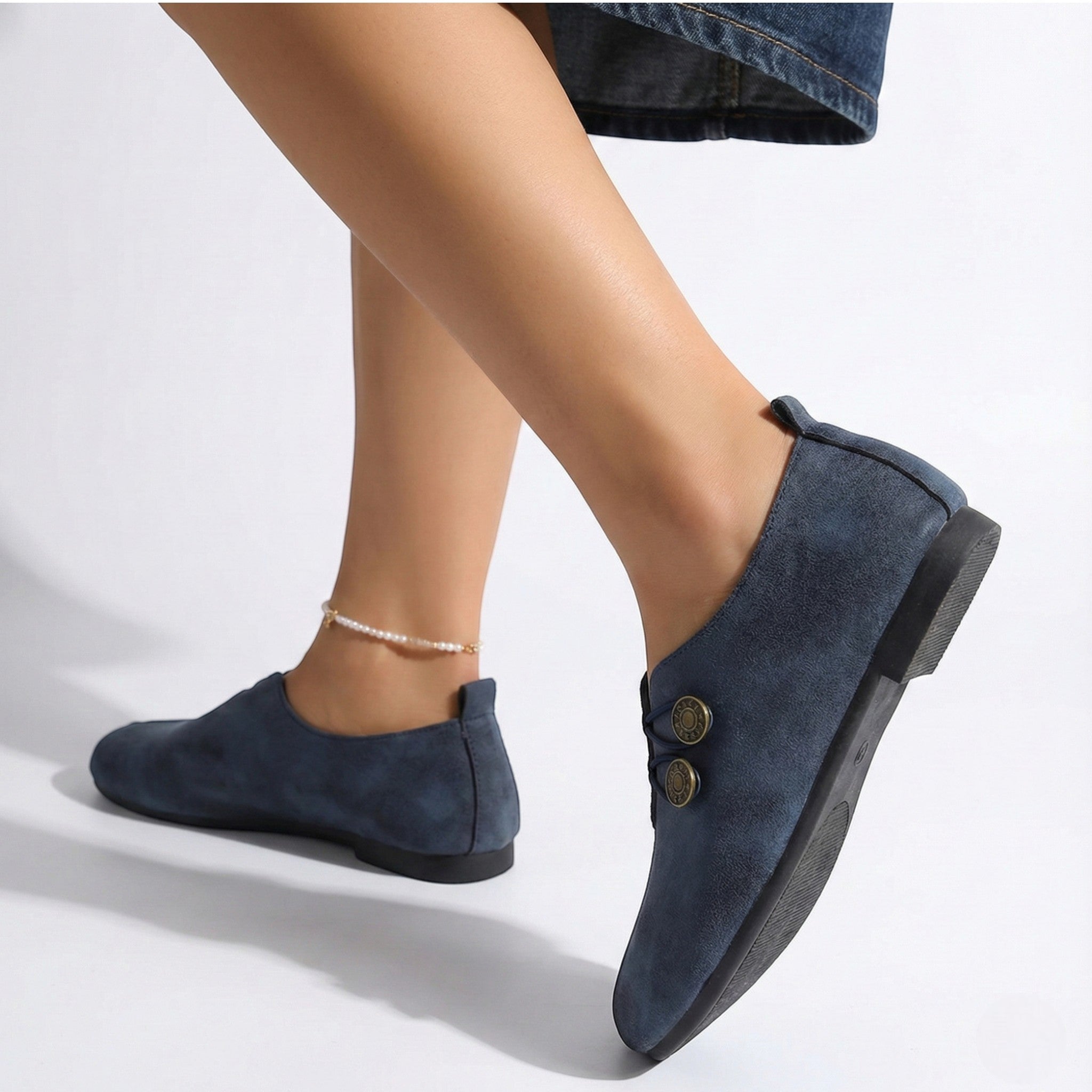 Victoria - Women's Lightweight Flat Shoes with Flexible Sole - Sandals - Navy Blue - Jones & Smith