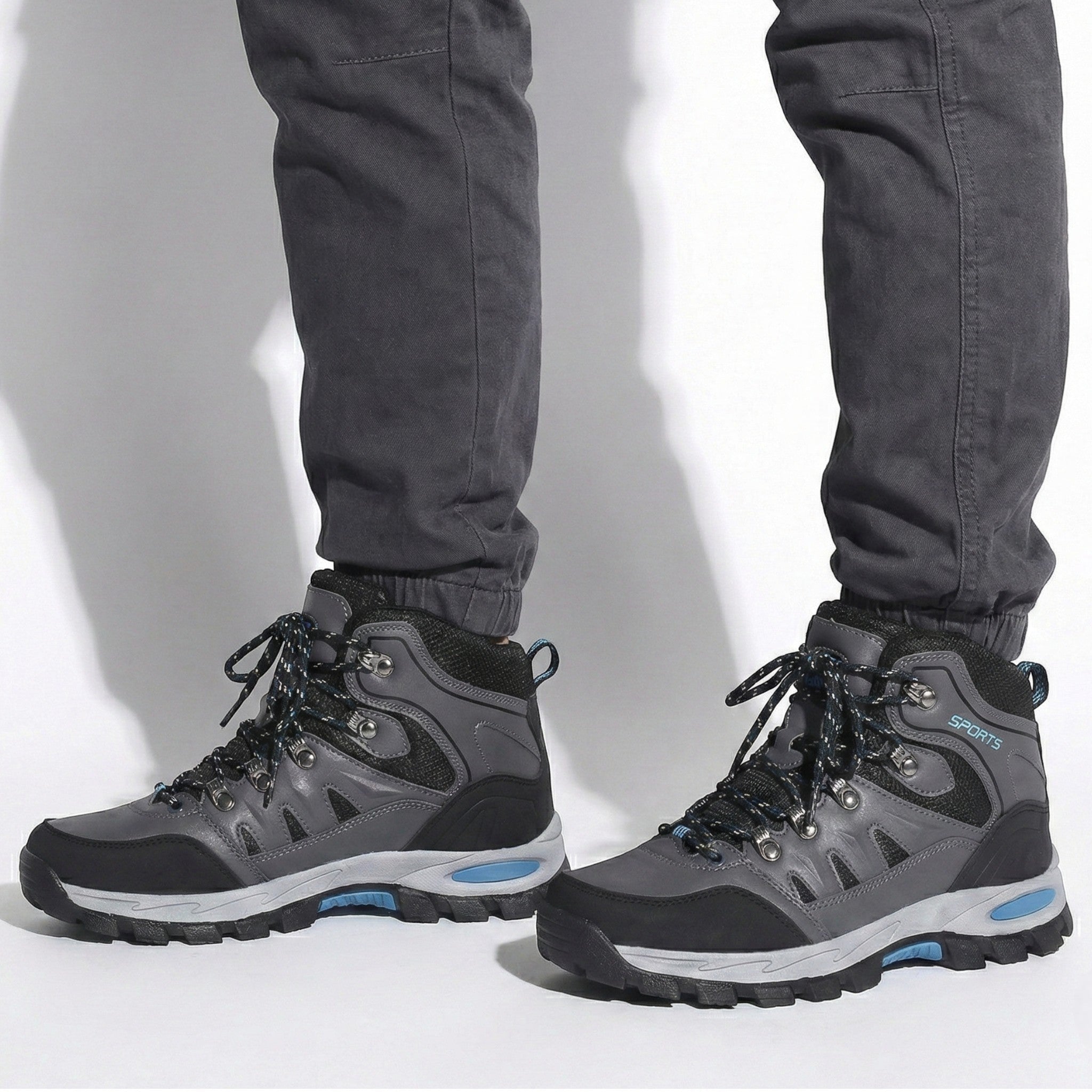 William - Men’s Waterproof Hiking Boots with High - Ankle Support - Work Boots - Grey - Jones & Smith