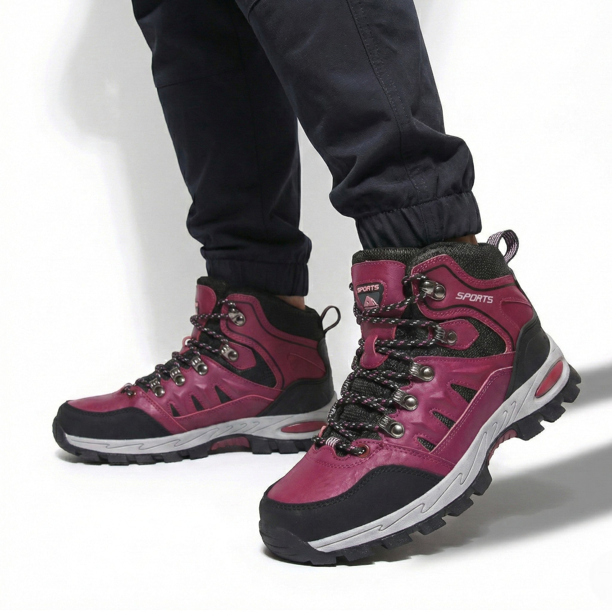 William - Men’s Waterproof Hiking Boots with High - Ankle Support - Work Boots - Wine Red - Jones & Smith