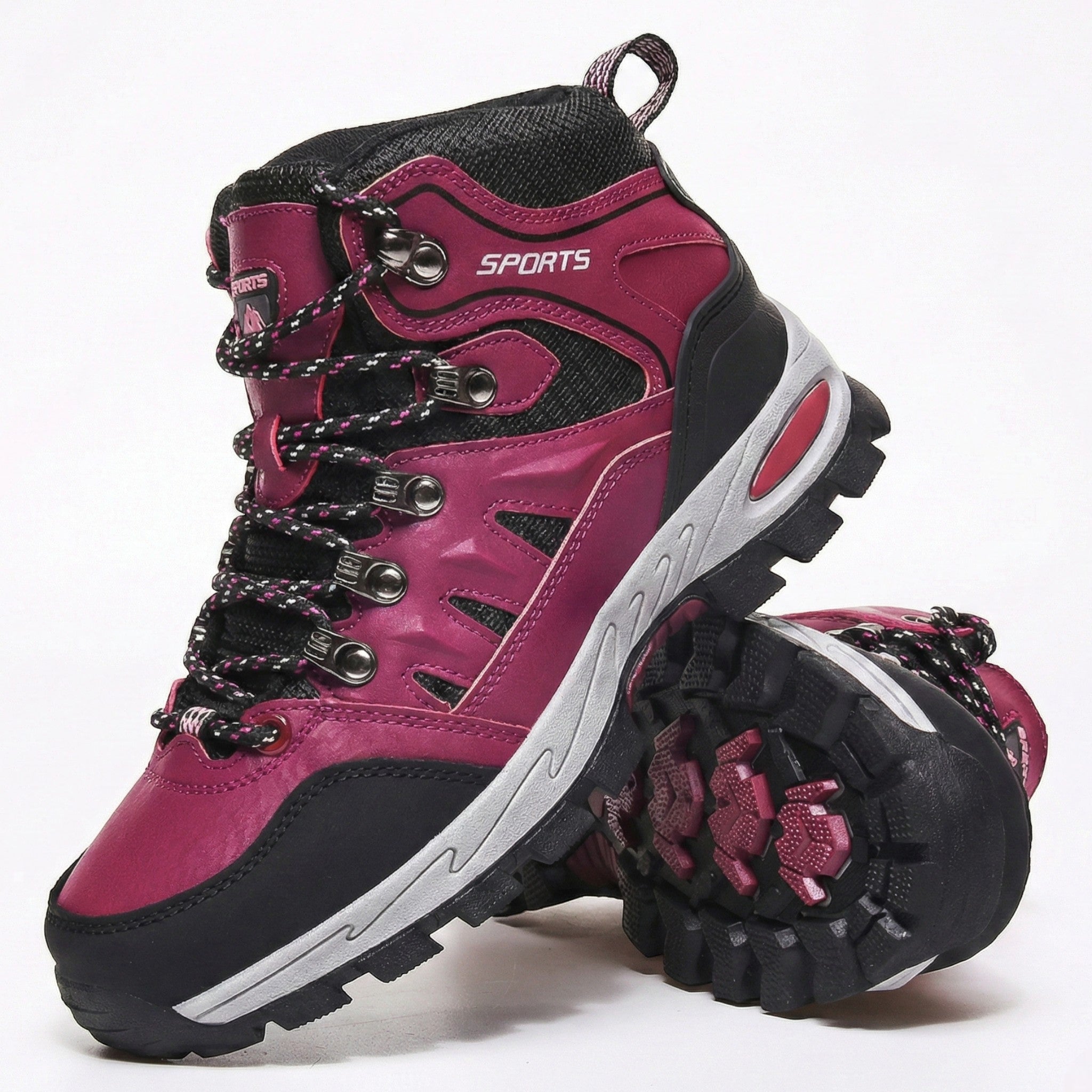 William - Men’s Waterproof Hiking Boots with High - Ankle Support - Work Boots - Wine Red - Jones & Smith