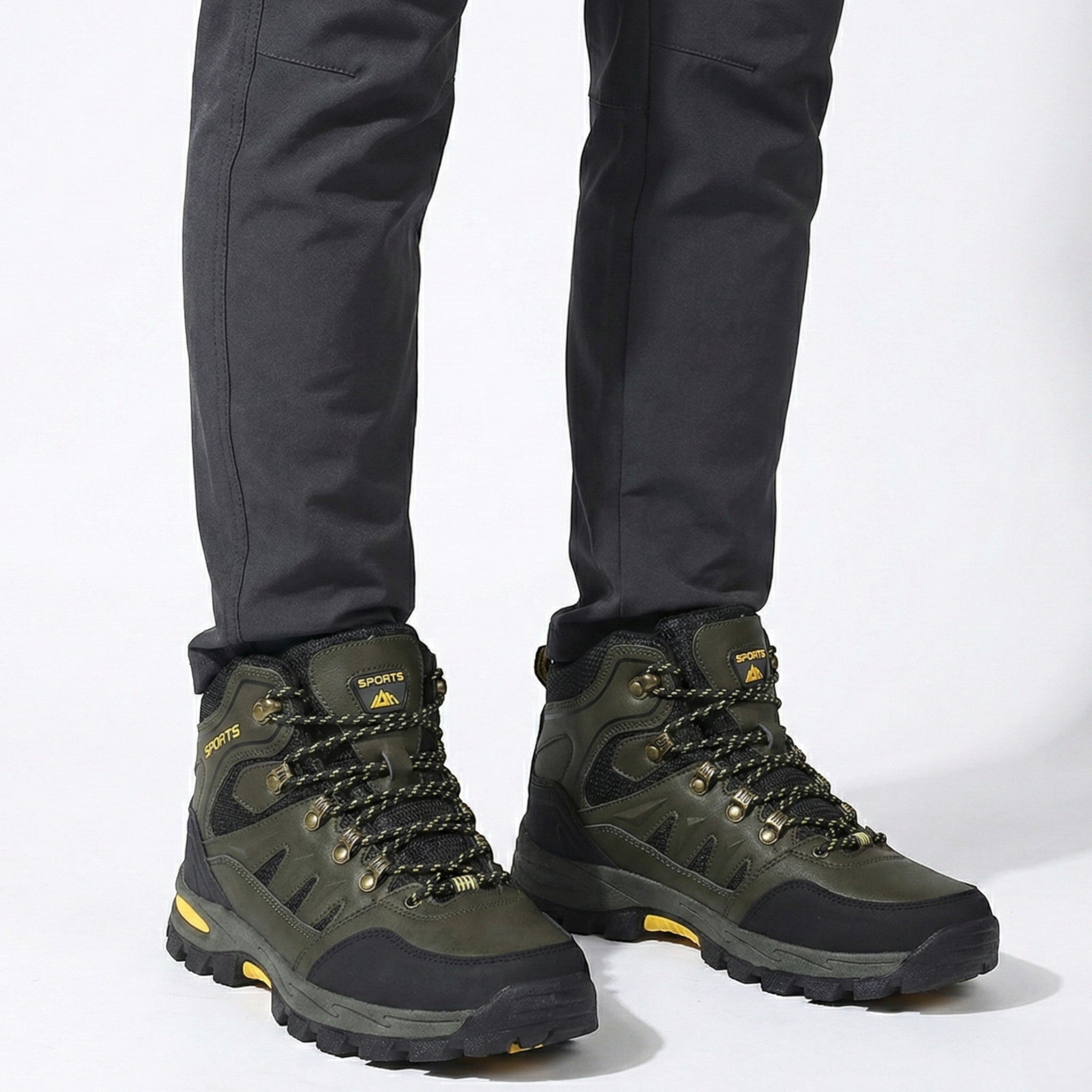 William - Men’s Waterproof Hiking Boots with High - Ankle Support - Work Boots - Green - Jones & Smith