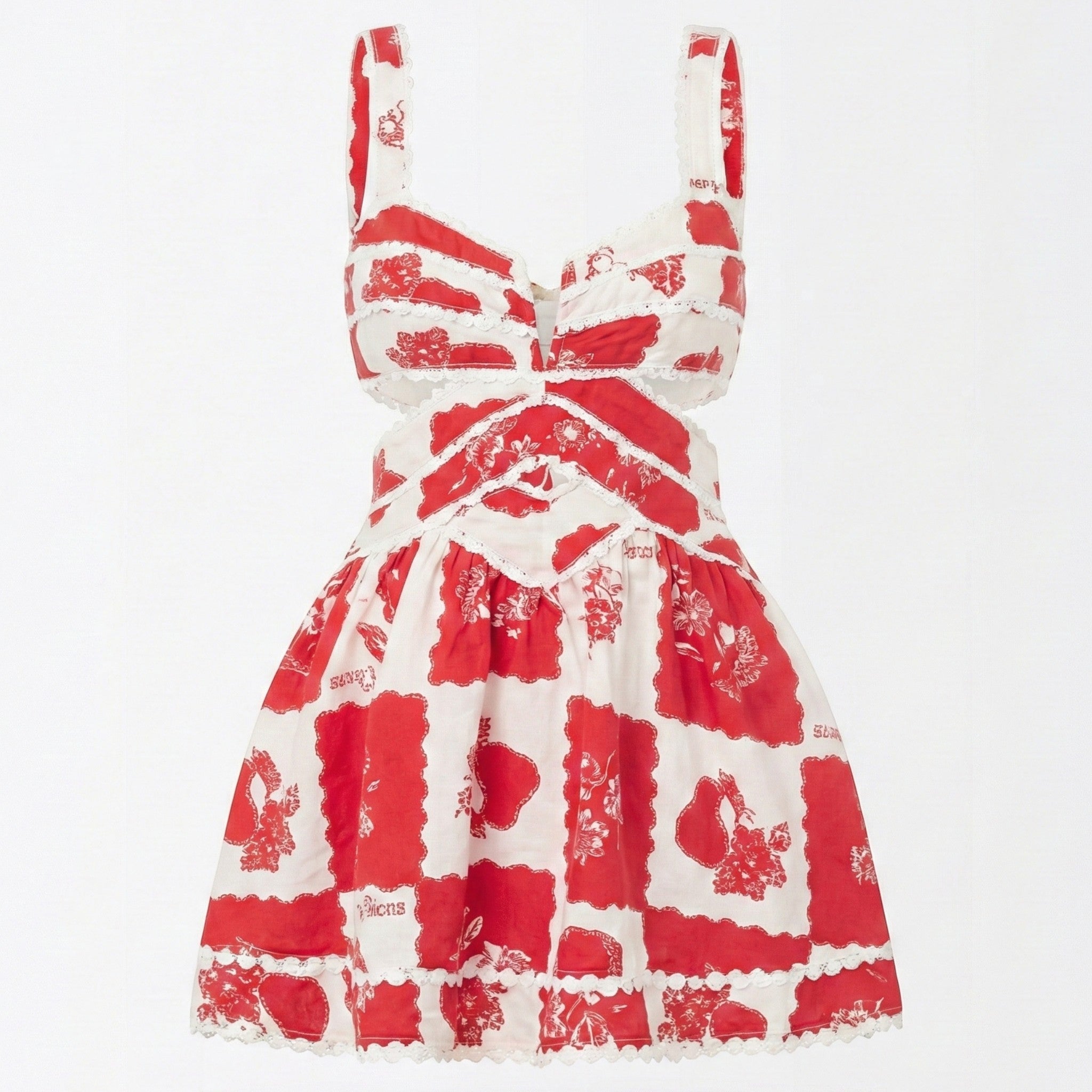 Zara - Women's One Shoulder Maxi Dress with Unique Graphic Print - Dresses - Red - Jones & Smith