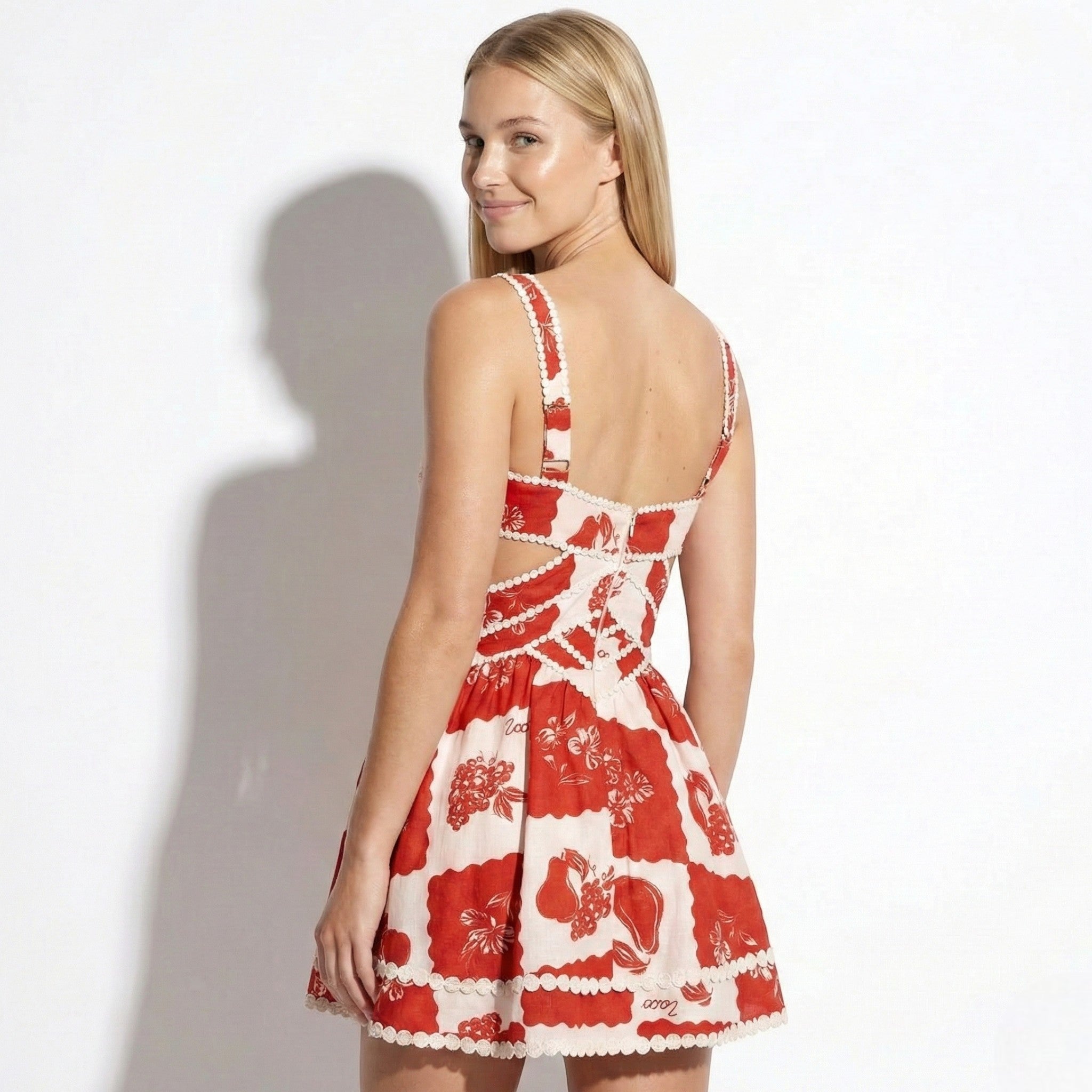 Zara - Women's One Shoulder Maxi Dress with Unique Graphic Print - Dresses - Red - Jones & Smith