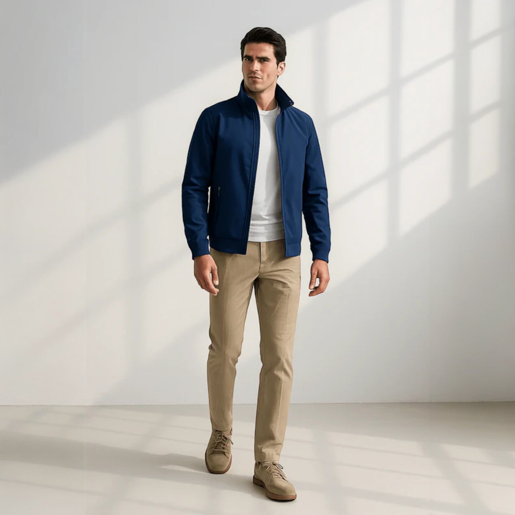 Adam – Lightweight Windproof Harrington Transition Jacket - Windbreaker - Blue - Jones & Smith