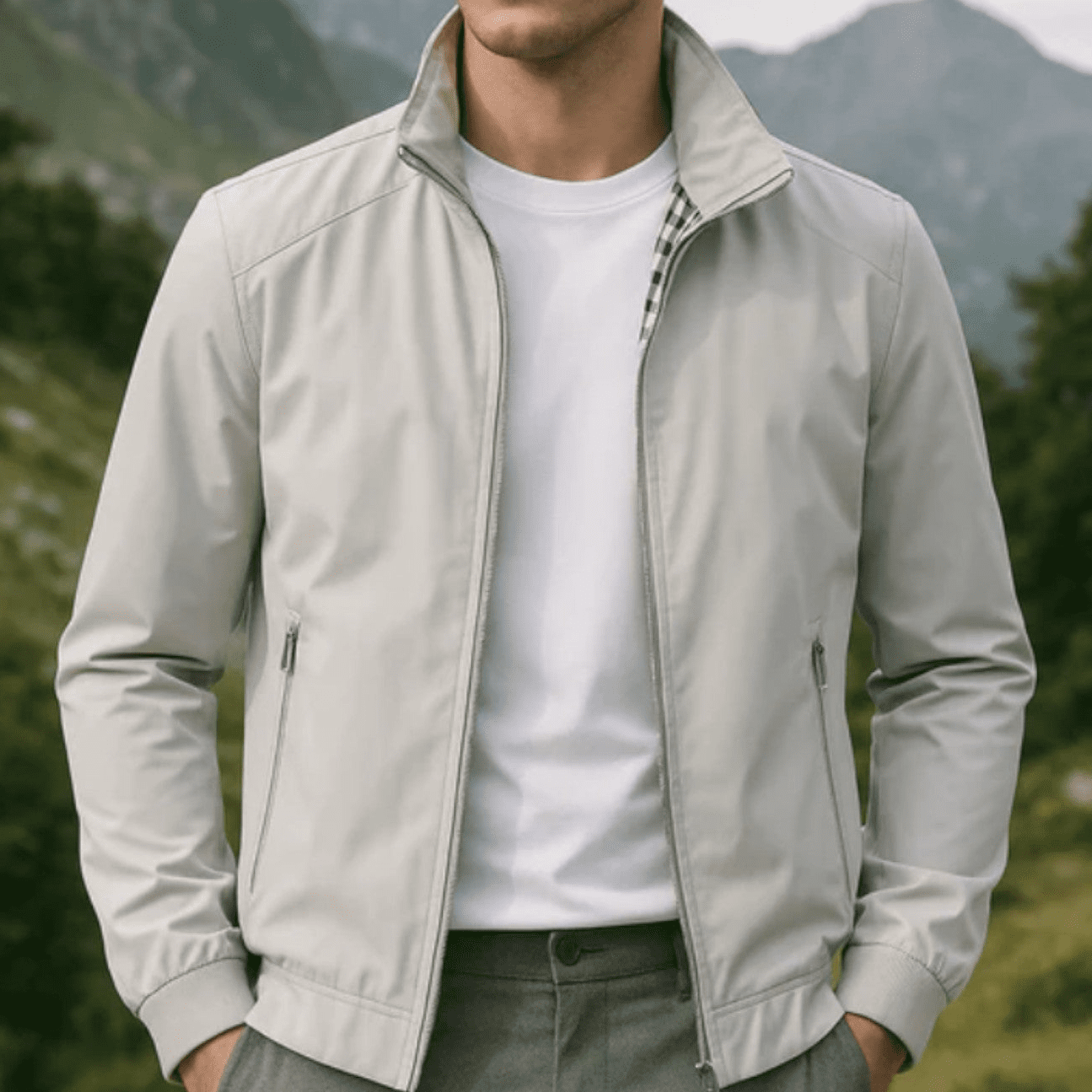Adam – Lightweight Windproof Harrington Transition Jacket - Windbreaker - Grey - Jones & Smith