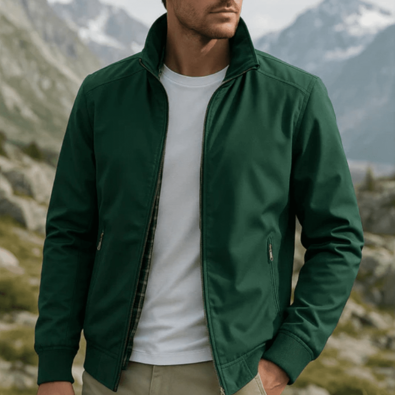 Adam – Lightweight Windproof Harrington Transition Jacket - Windbreaker - Green - Jones & Smith