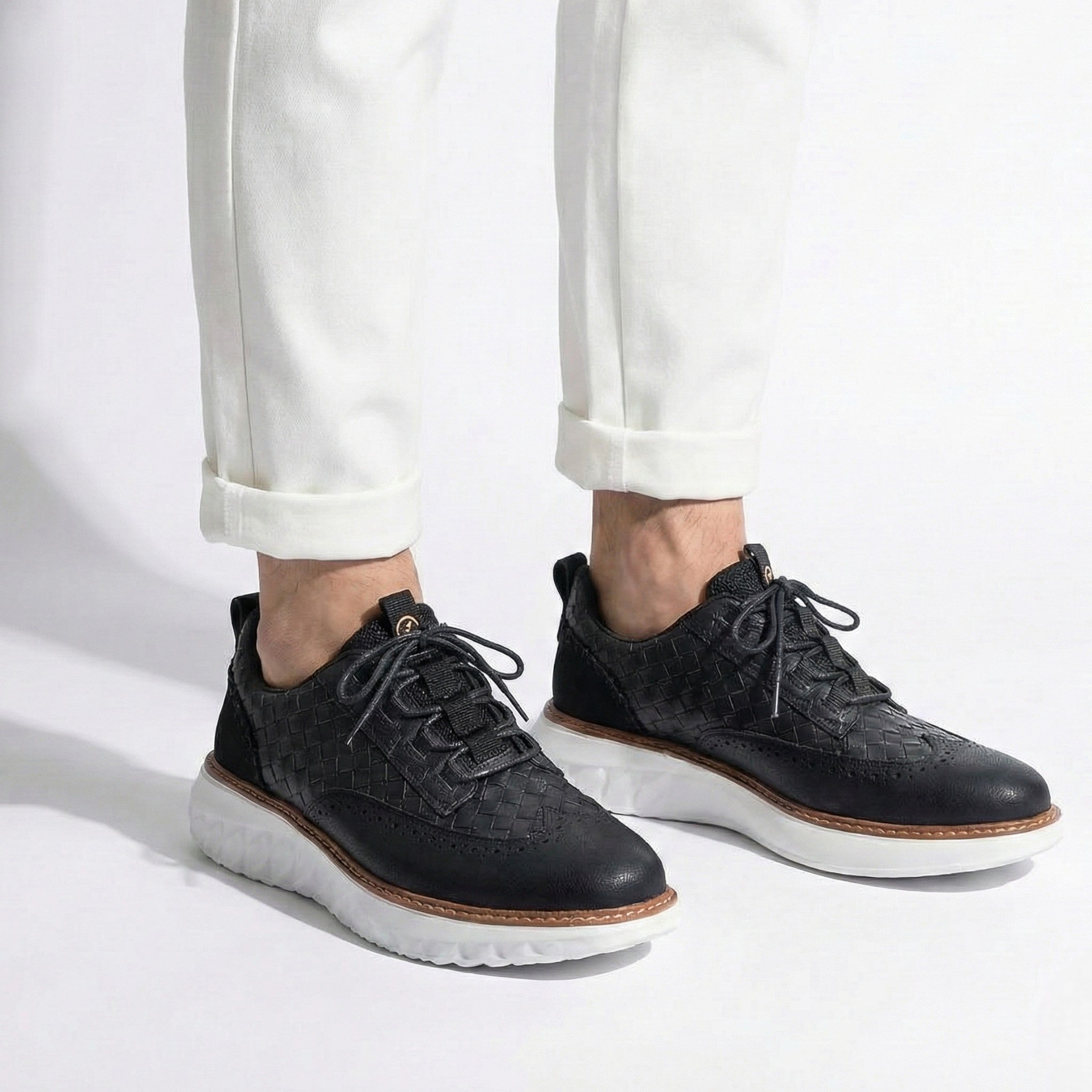 Alexander - Men's Leather Sneakers with Cushioned Comfort - Shoes - Black - Jones & Smith