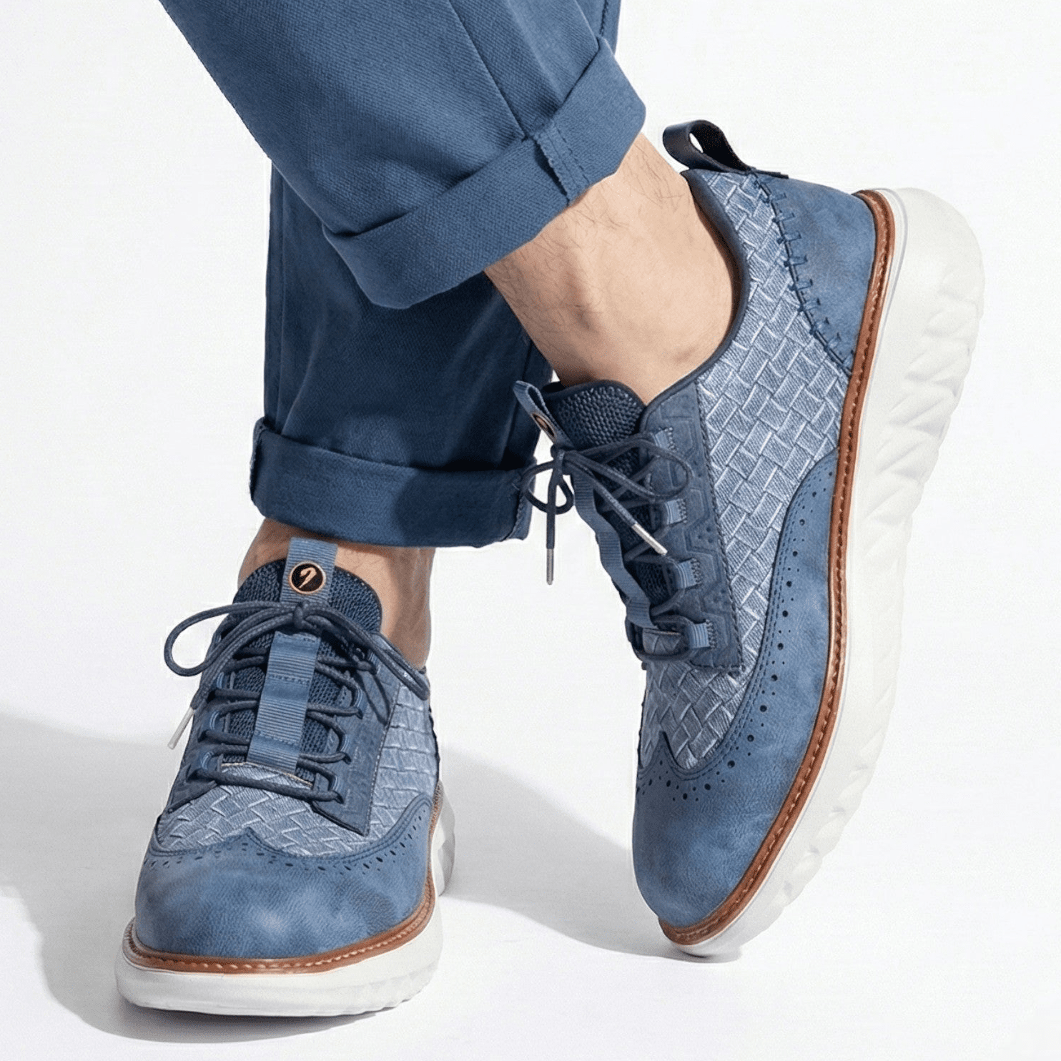 Alexander - Men's Leather Sneakers with Cushioned Comfort - Shoes - Blue - Jones & Smith