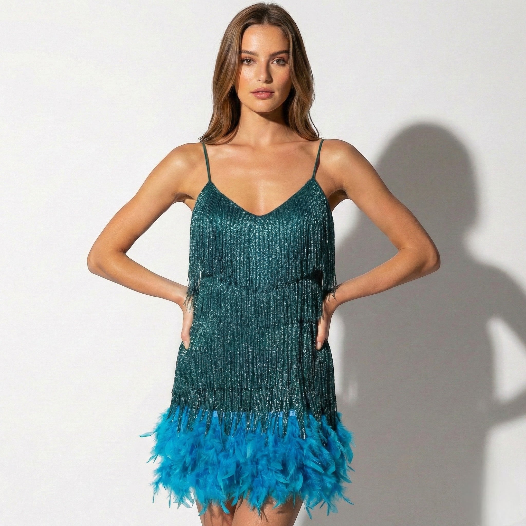 Alice - Women's Cocktail Dress with Fitted Bodice & Elegant Neckline - Dresses - Peacock Blue - Jones & Smith