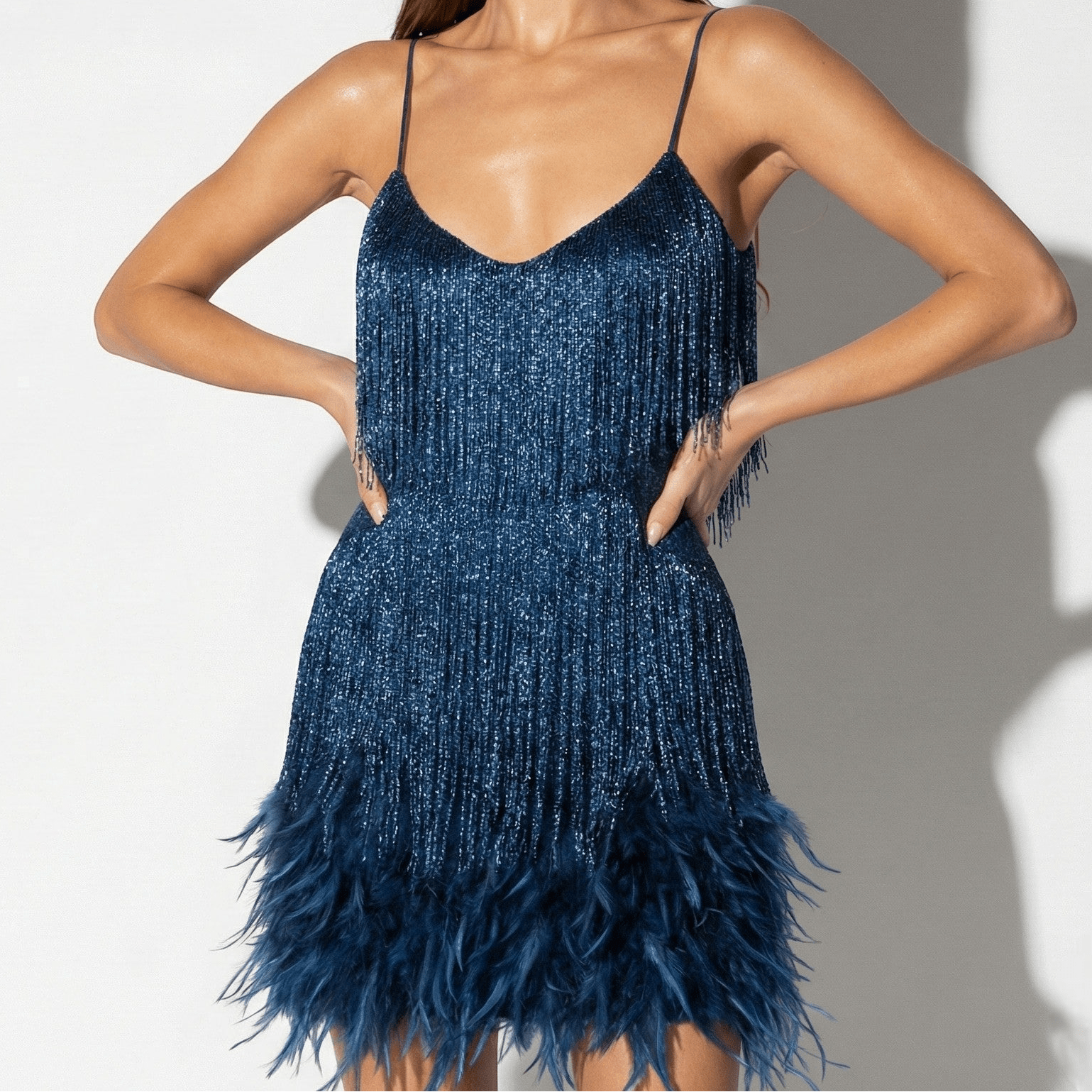 Alice - Women's Cocktail Dress with Fitted Bodice & Elegant Neckline - Dresses - Blue - Jones & Smith