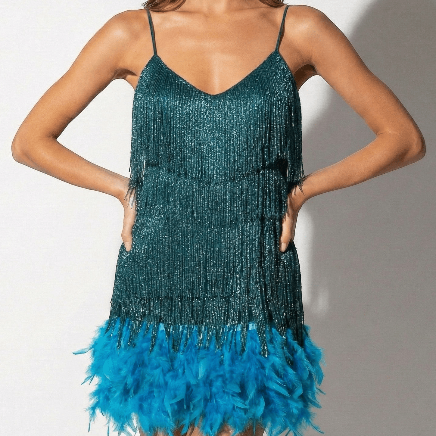 Alice - Women's Cocktail Dress with Fitted Bodice & Elegant Neckline - Dresses - Peacock Blue - Jones & Smith