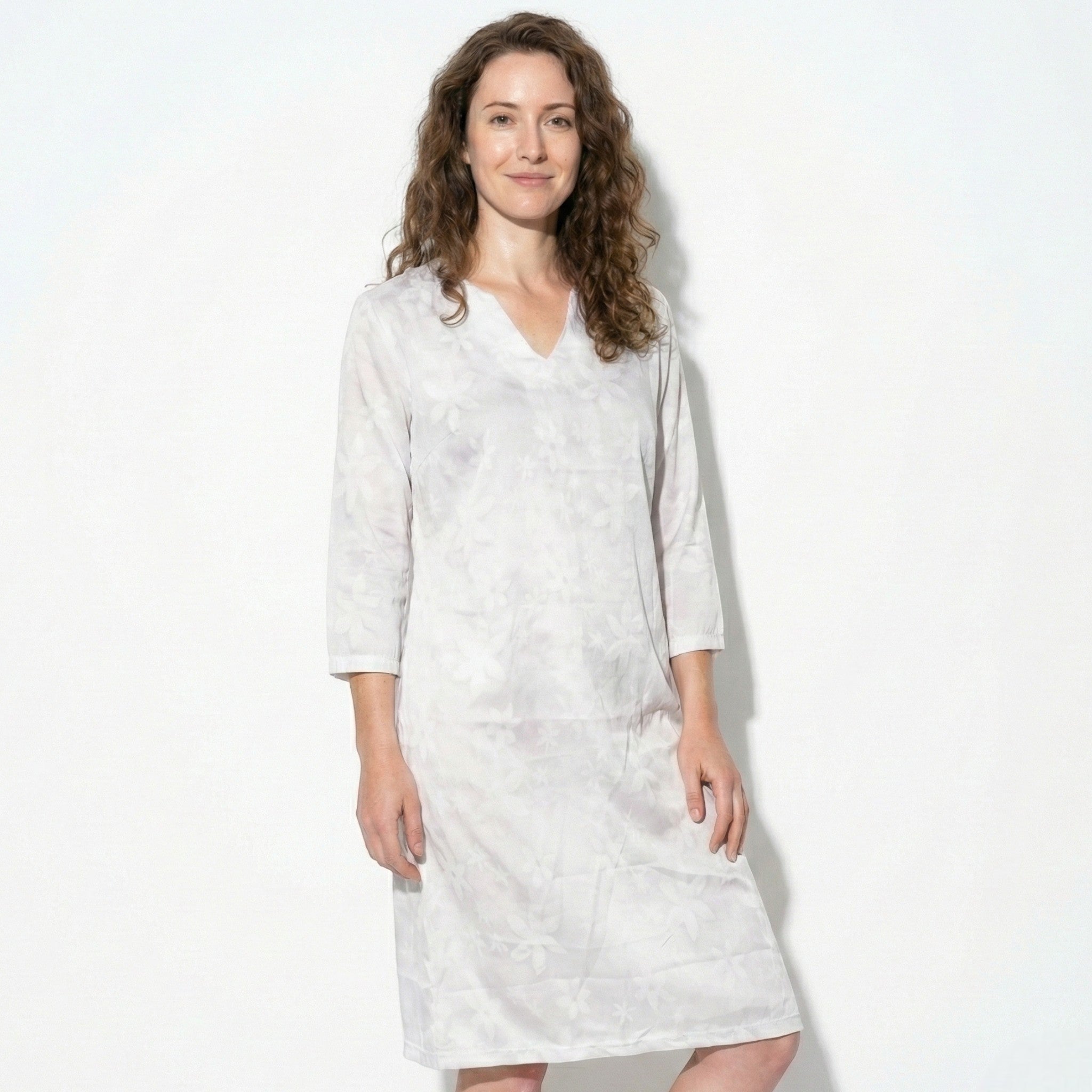 Amber - Women's Floral V - Neck Midi Dress with Half Sleeves - Dress - Black - Jones & Smith