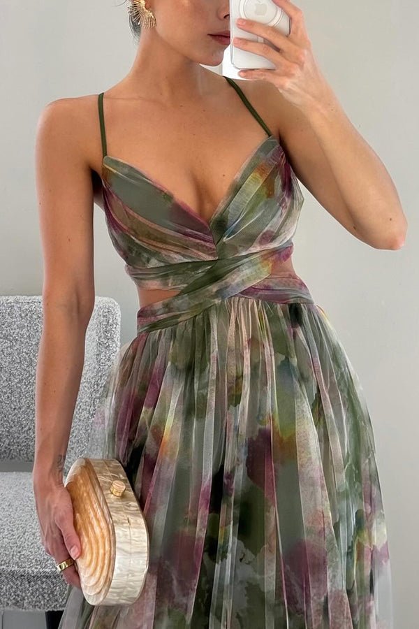 Amelia - Women’s V - Neck Maxi Dress with Flowing Fit - Dresses - Orange - Jones & Smith