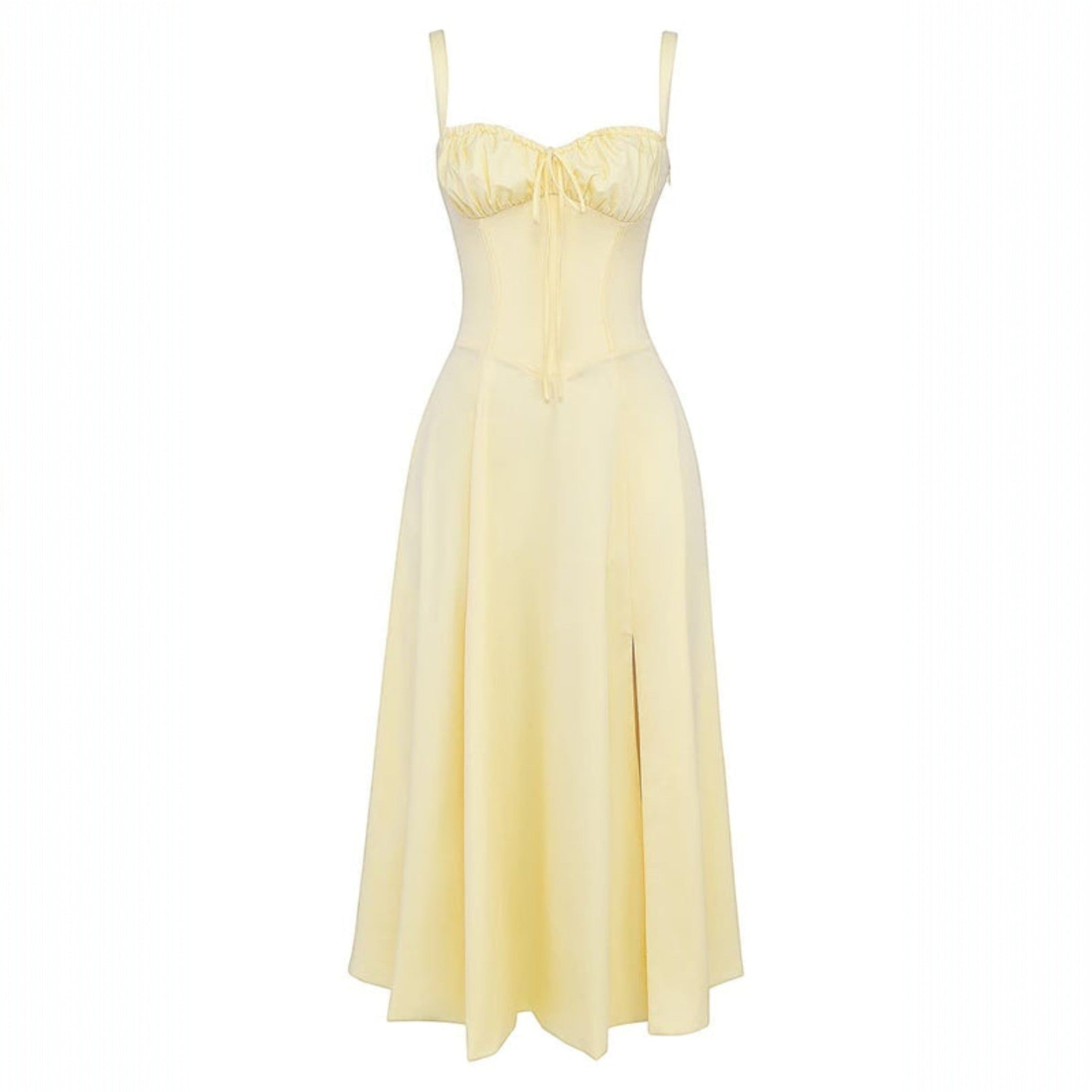 Anna - Women's Corset Midi Dress with Flattering Fit - Dress - Yellow - Jones & Smith