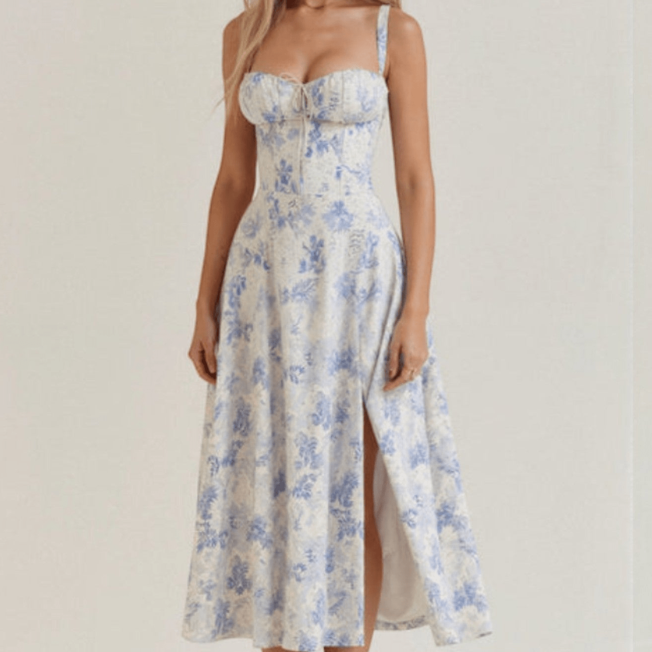 Anna - Women's Corset Midi Dress with Flattering Fit - Dress - Blue - Jones & Smith