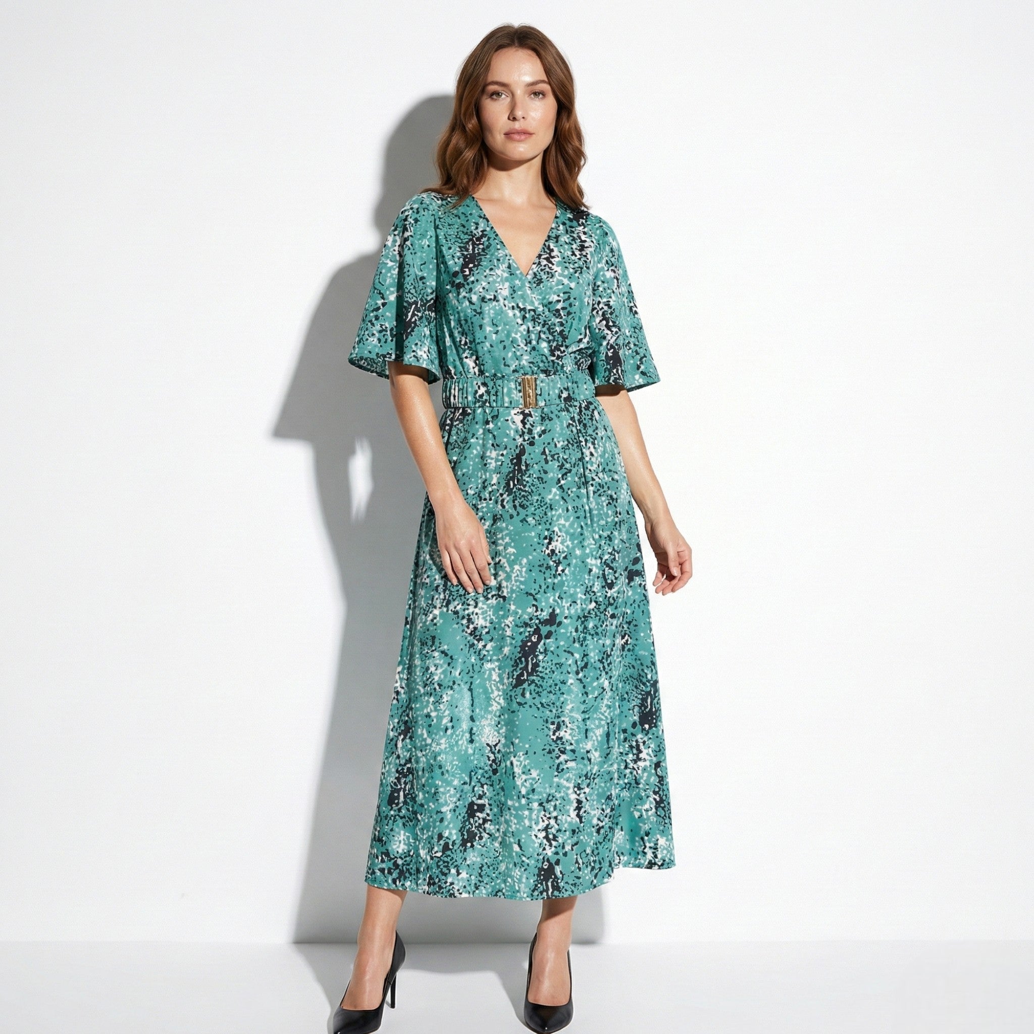 Annabelle - Women's Relaxed Long Sleeve Maxi Dress - Dress - Green - Jones & Smith