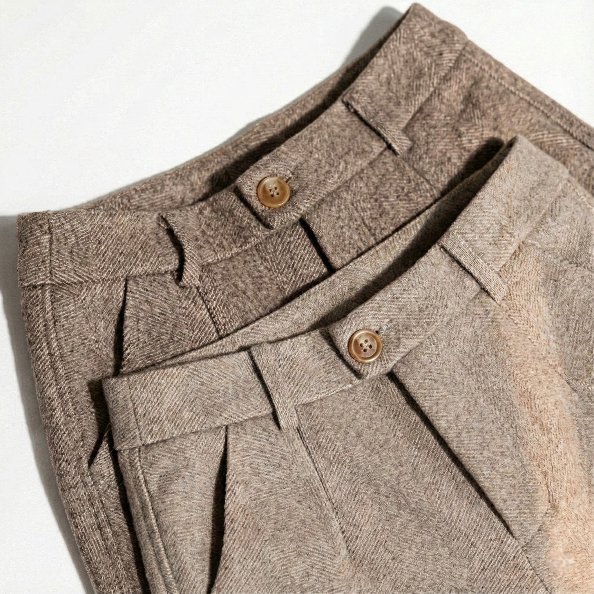 Anthony - Men's Classic Vintage Trousers with Comfortable Relaxed Fit - Pants - Brown - Jones & Smith