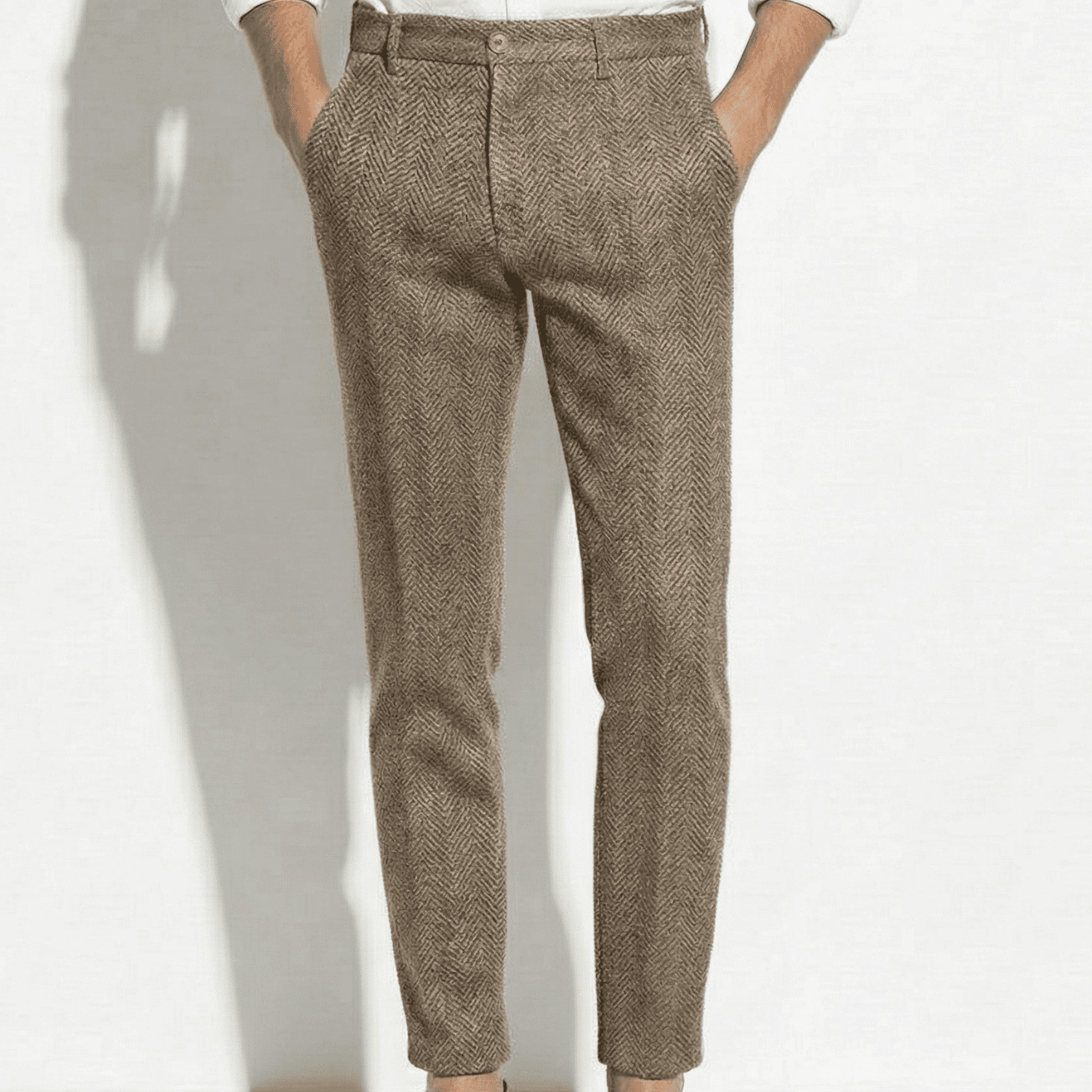 Anthony - Men's Classic Vintage Trousers with Comfortable Relaxed Fit - Pants - Brown - Jones & Smith