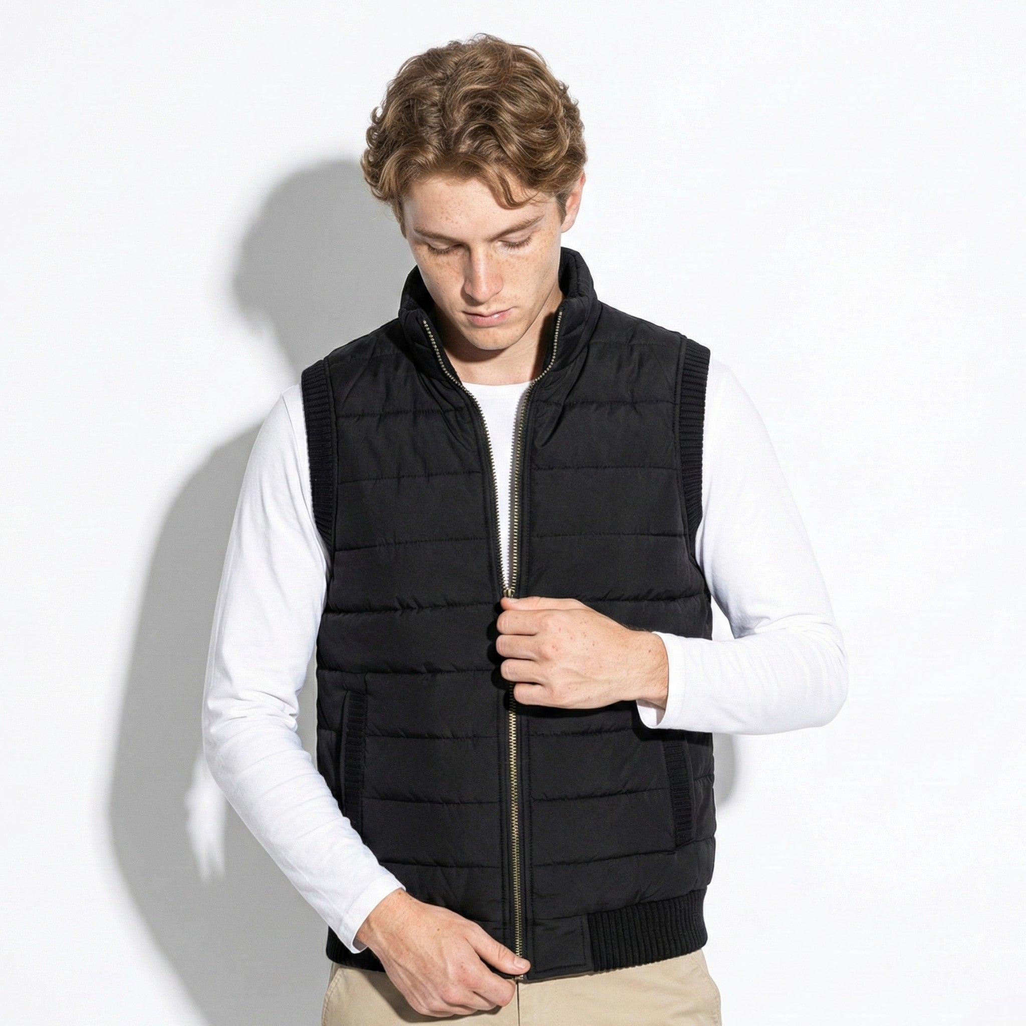Anthony - Men's Waterproof Insulated Vest with Fleece Lining - Jackets & Coats - Black - Jones & Smith