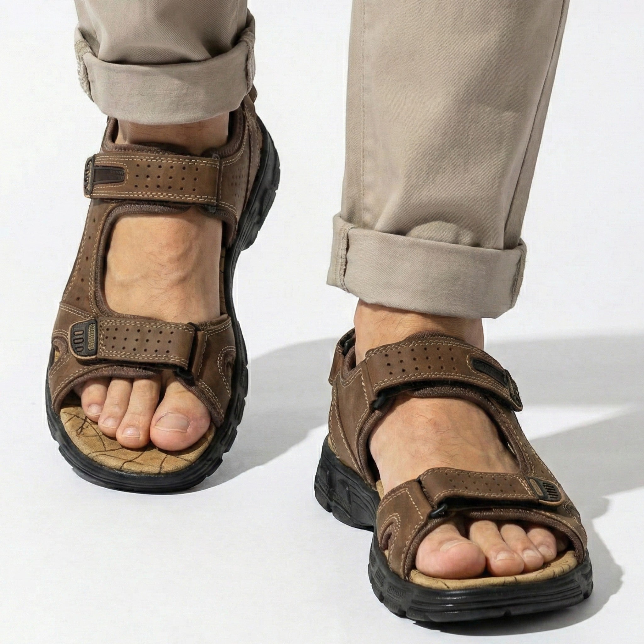 Arthur - Men's Adjustable Walking Sandals with Durable Straps - Sandals - Dark Brown - Jones & Smith