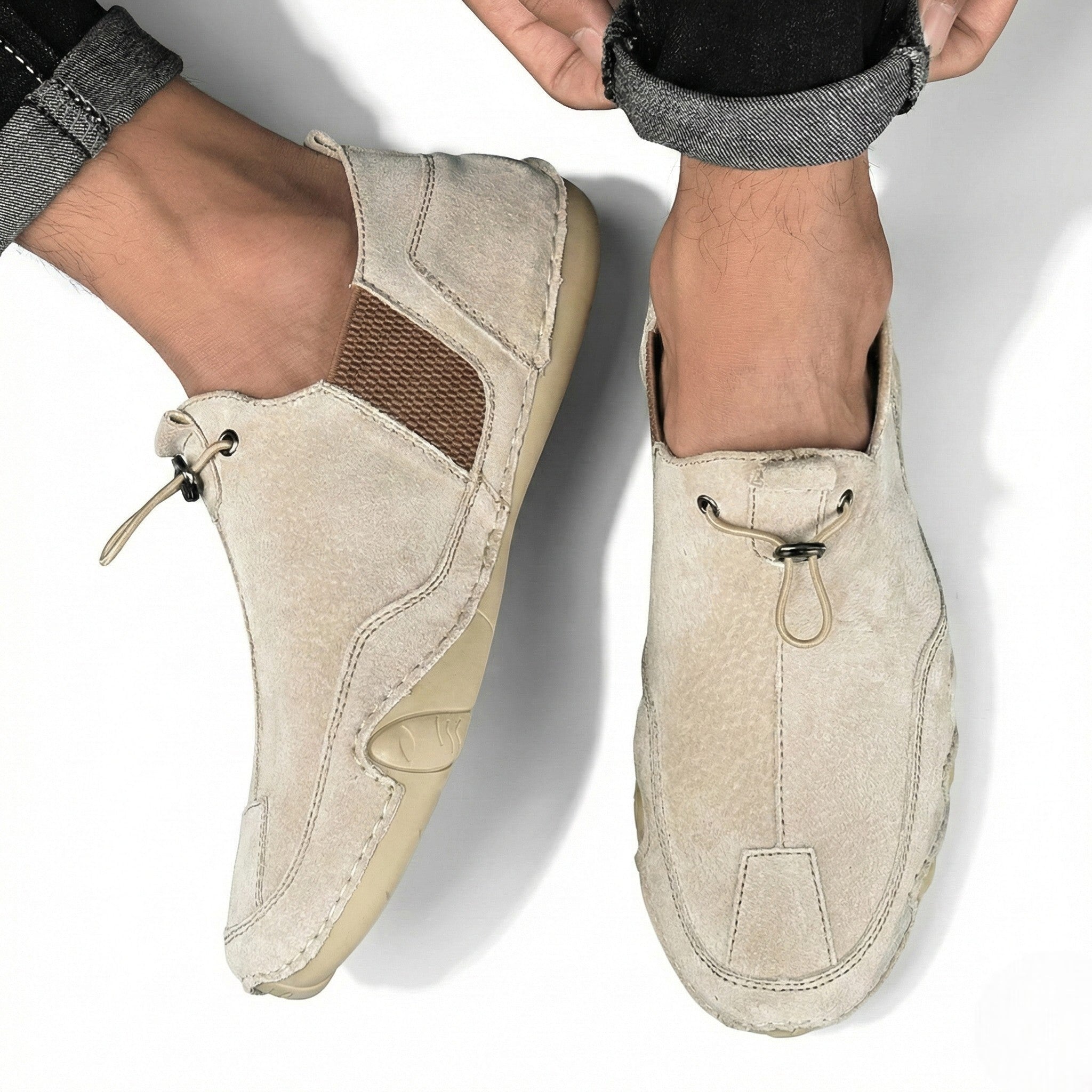 Arthur - Men’s Casual Slip - On Loafers With Lace - Shoes - Khaki - Jones & Smith