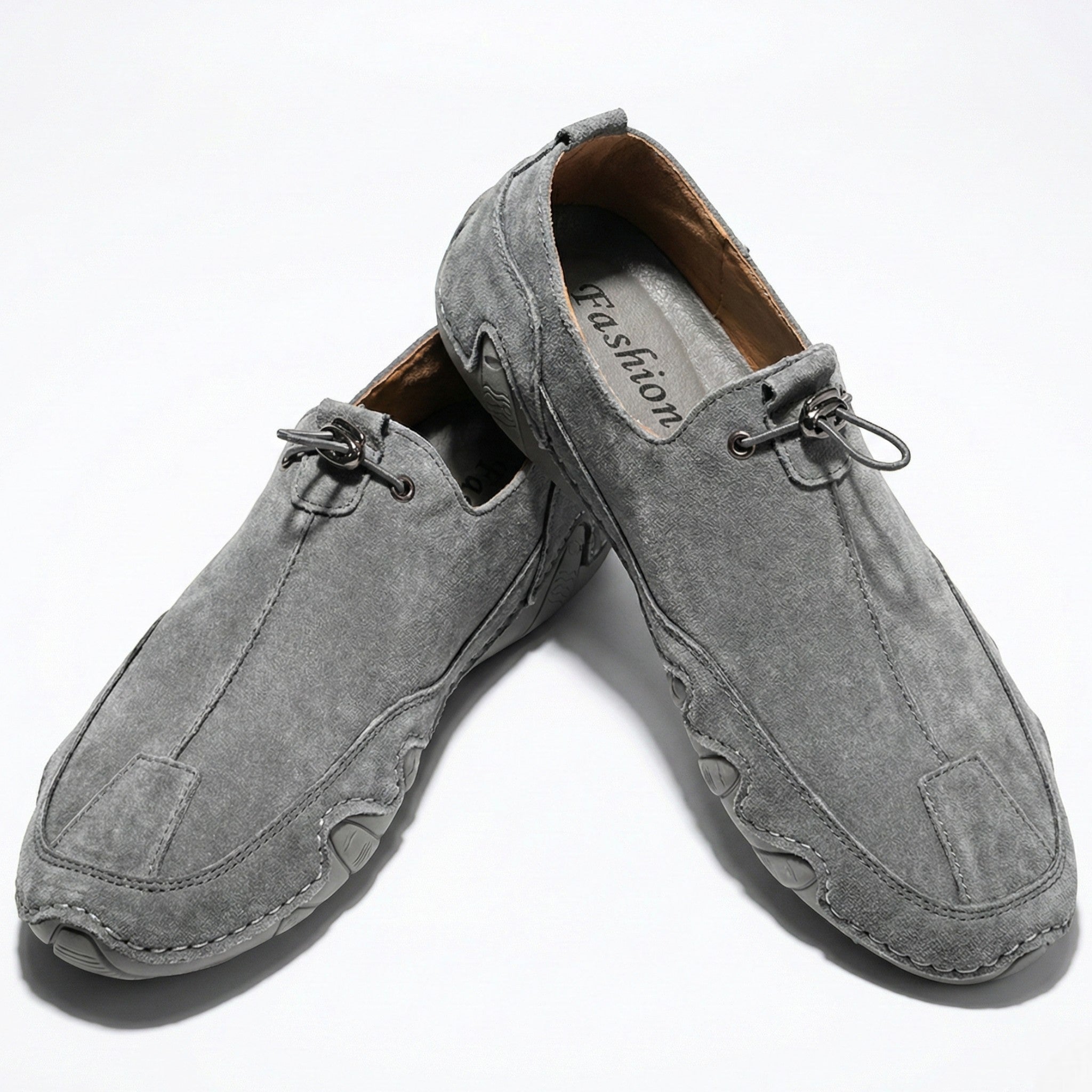 Arthur - Men’s Casual Slip - On Loafers With Lace - Shoes - Grey - Jones & Smith