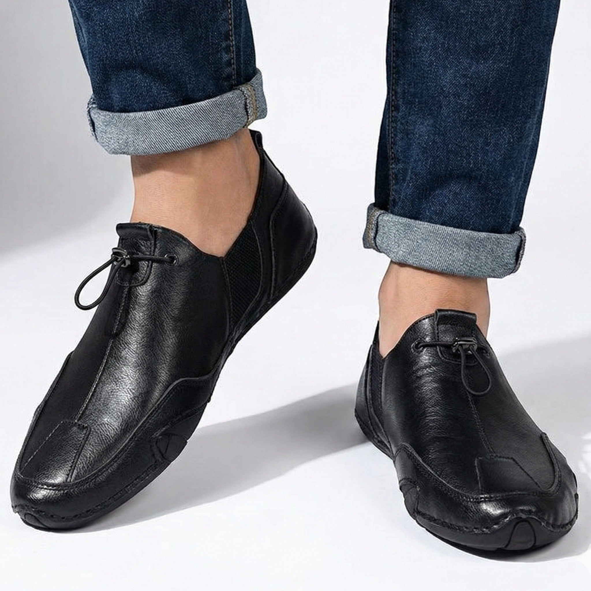 Arthur - Men’s Casual Slip - On Loafers With Lace - Shoes - Black - Jones & Smith