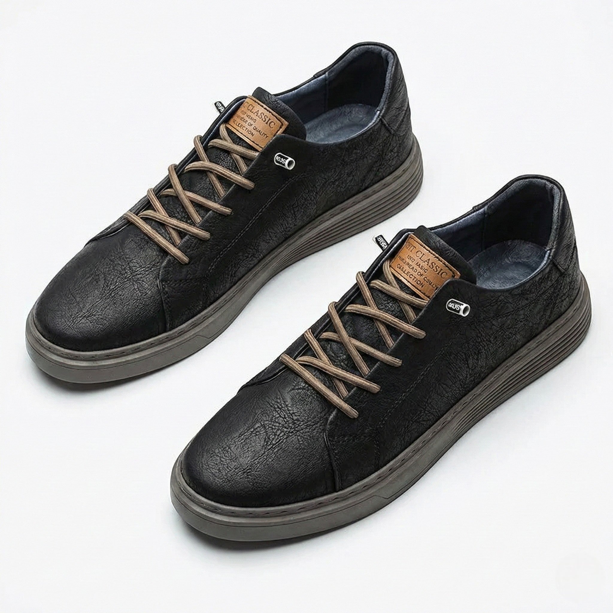 Arthur - Men's Casual Walking Sneakers with Textured Finish - Sneakers - Black - Jones & Smith