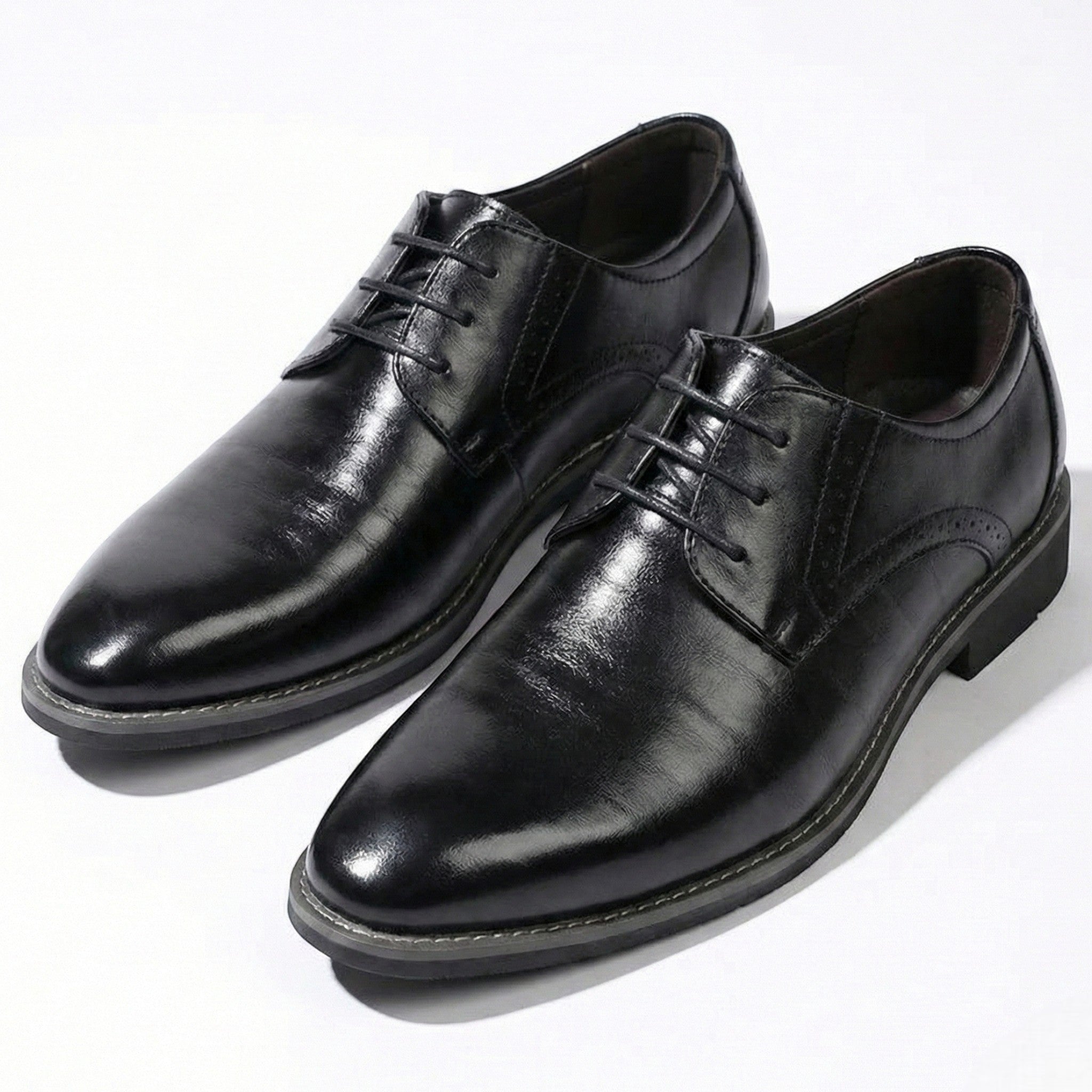 Arthur - Men's Refined Derby Shoes with Subtle Brogue Detailing - Schoenen heren - Black - Jones & Smith