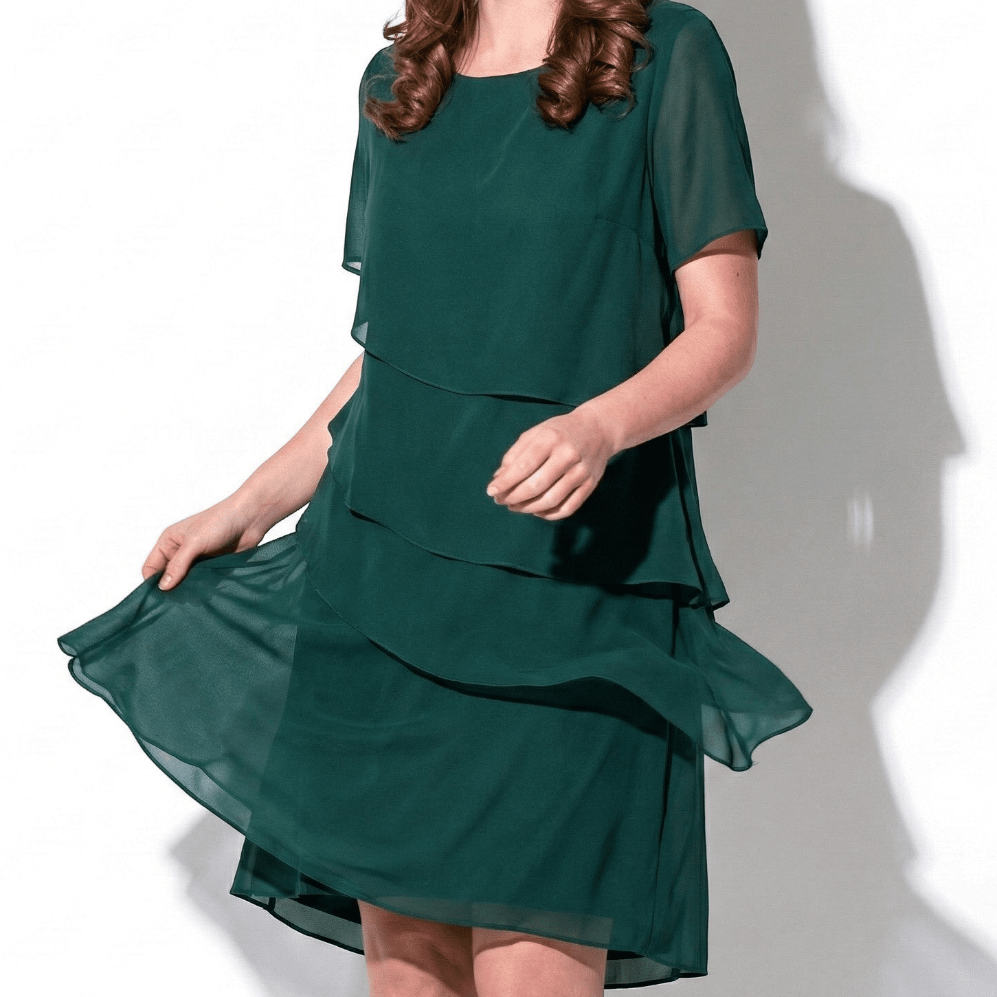 Arya - Women's Tiered Chiffon Dress - Dress - Green - Jones & Smith