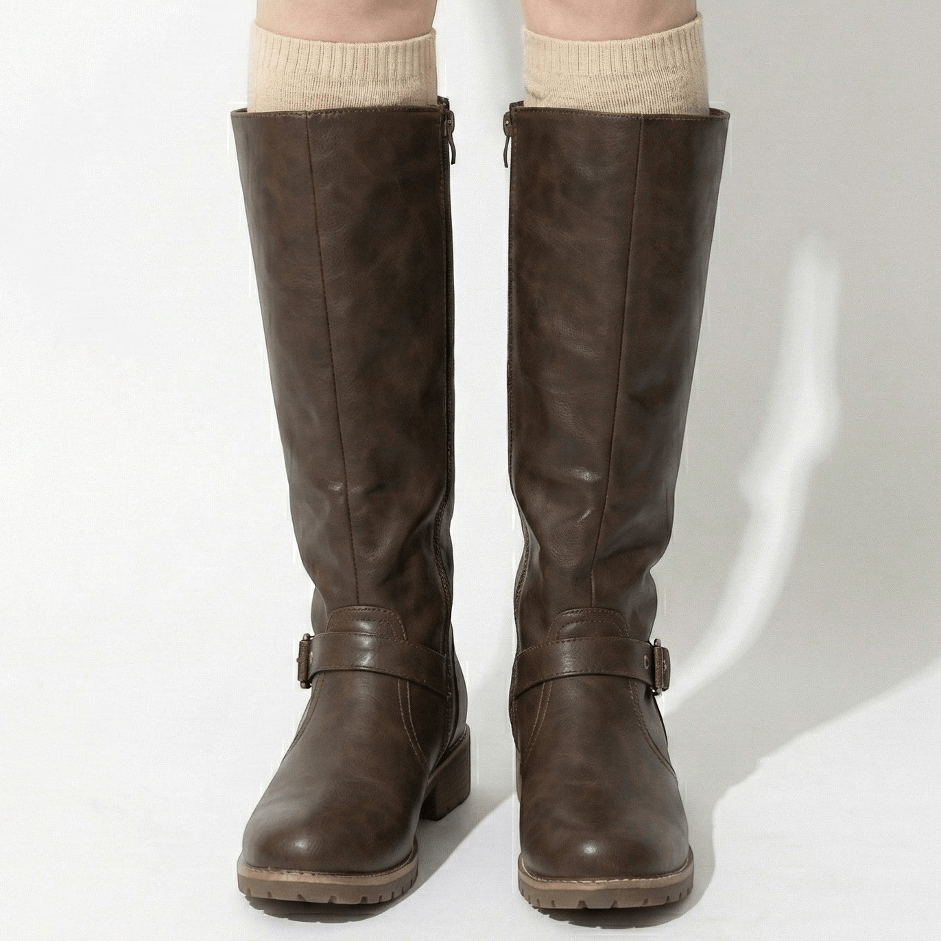 Aurela – Women’s Leather Supportive Knee - High Boots - Leather Boots - Dark Brown - Jones & Smith