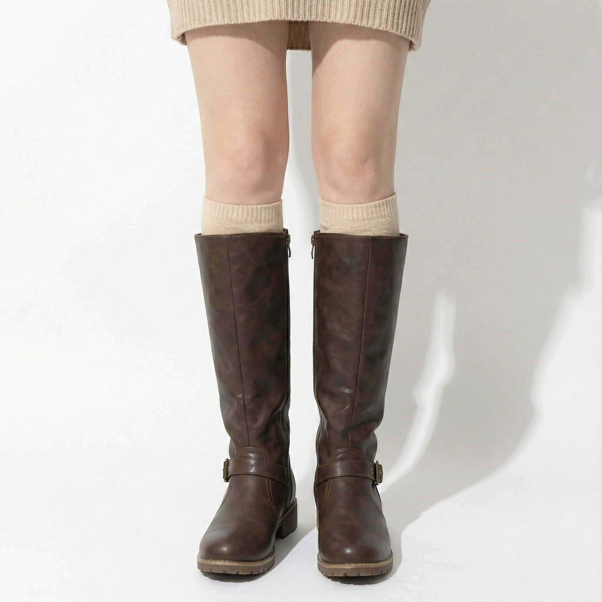 Aurela – Women’s Leather Supportive Knee - High Boots - Leather Boots - Dark Brown - Jones & Smith